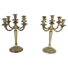 Set of 2 Italian Candelabras 800 Silver 5-flame, 1980s