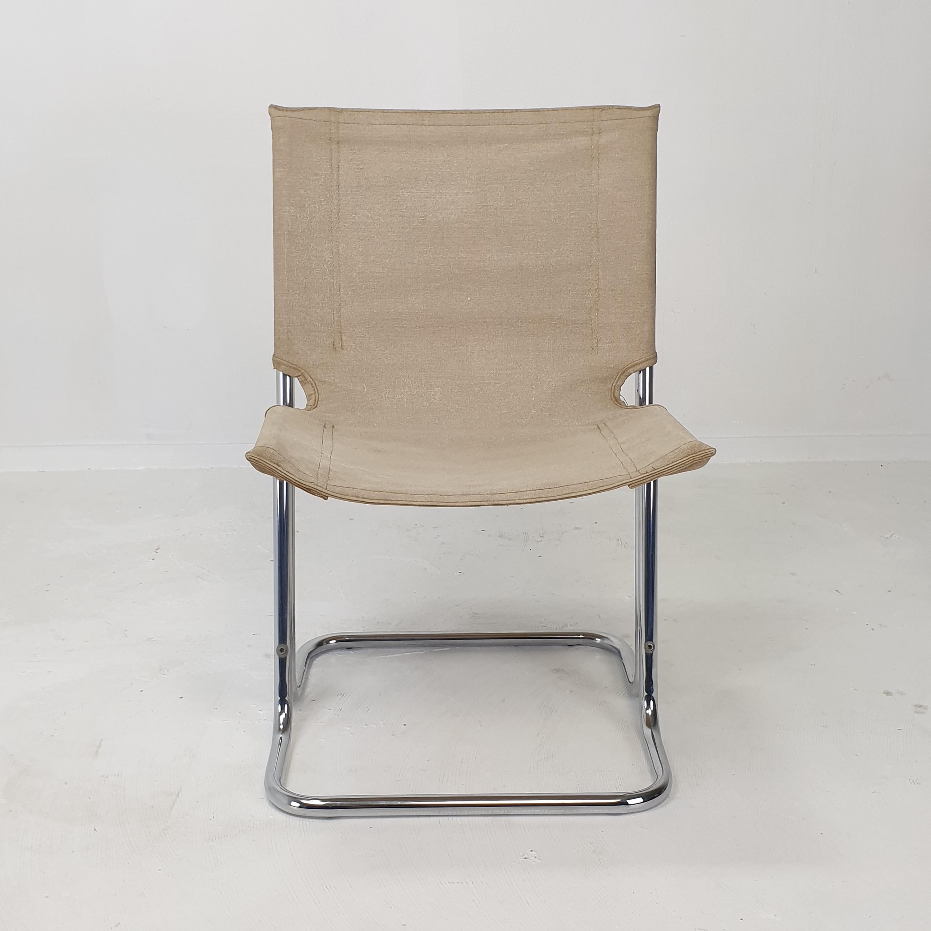 Set aus 2 italienischen Stühlen aus Segeltuch und verchromtem Metall, 1970er Jahre im Angebot 7