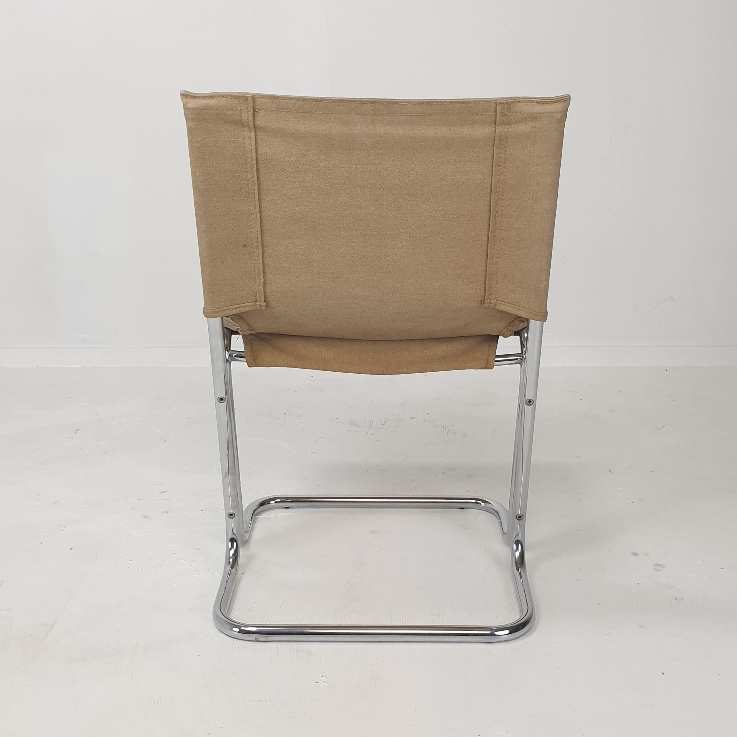 Set of 2 Italian Canvas and Chromed Metal Chairs, 1970's For Sale 12