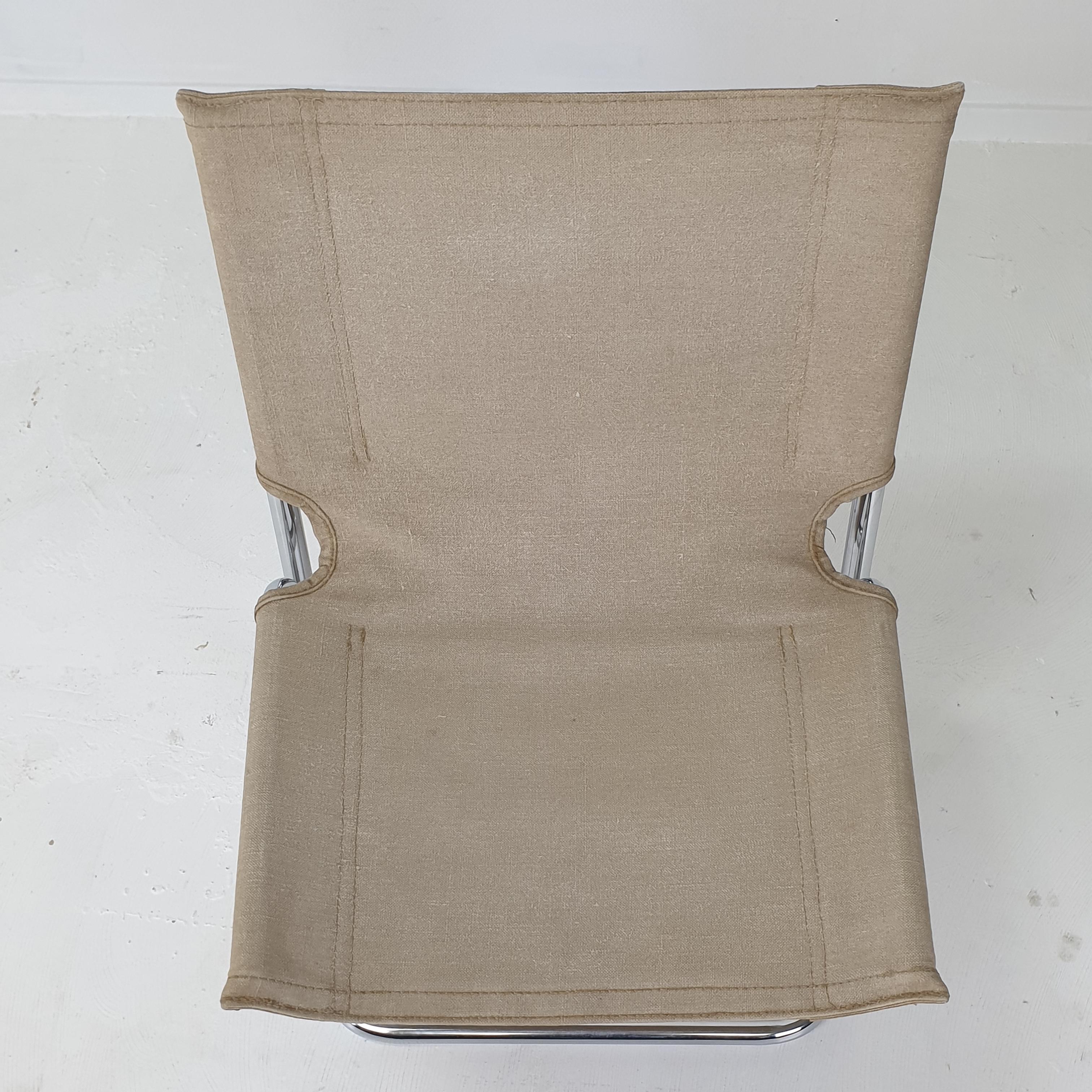 Set aus 2 italienischen Stühlen aus Segeltuch und verchromtem Metall, 1970er Jahre im Angebot 11