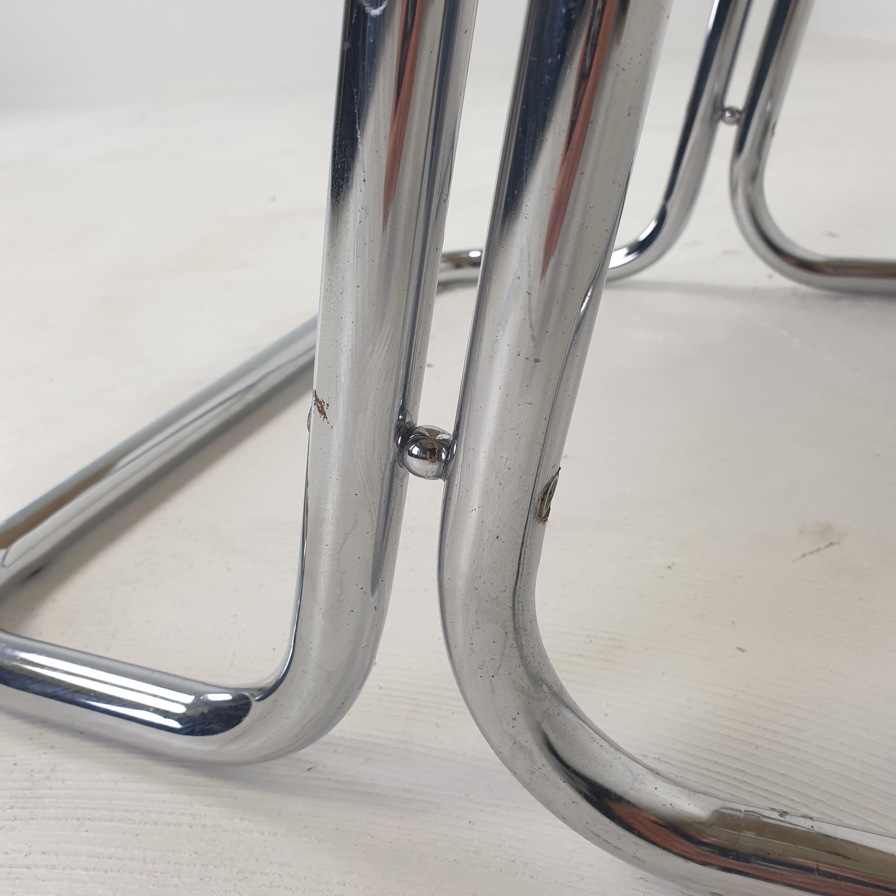 Set of 2 Italian Canvas and Chromed Metal Chairs, 1970's For Sale 15