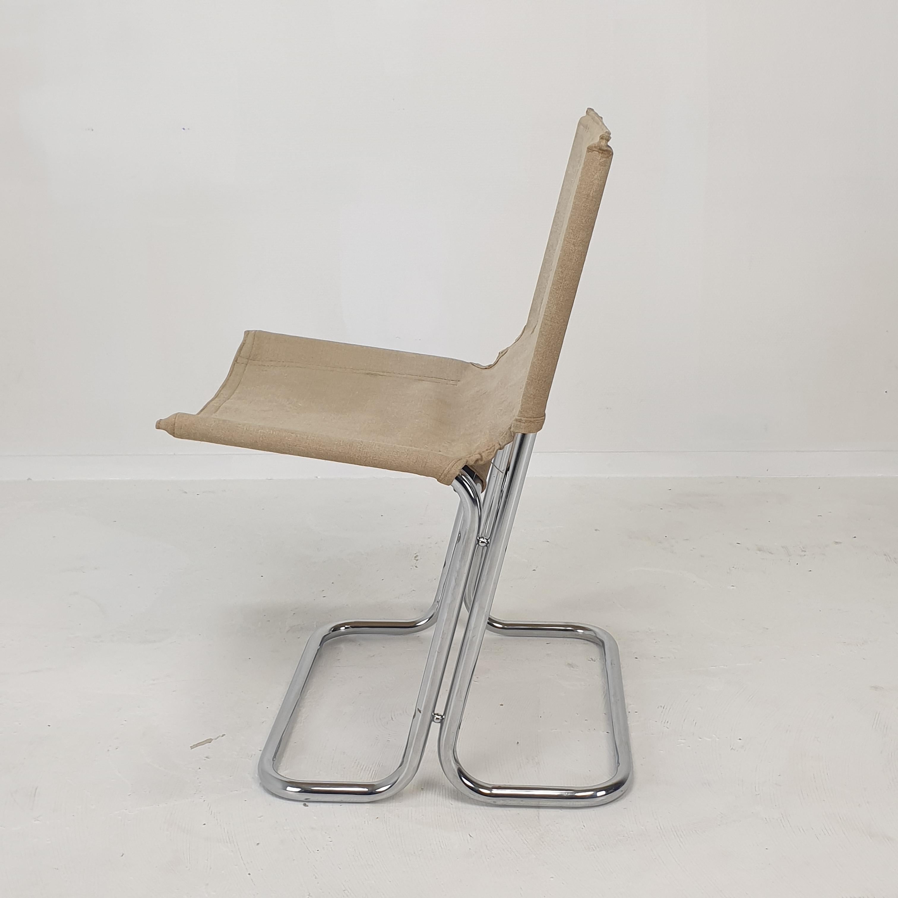 Set aus 2 italienischen Stühlen aus Segeltuch und verchromtem Metall, 1970er Jahre im Angebot 1