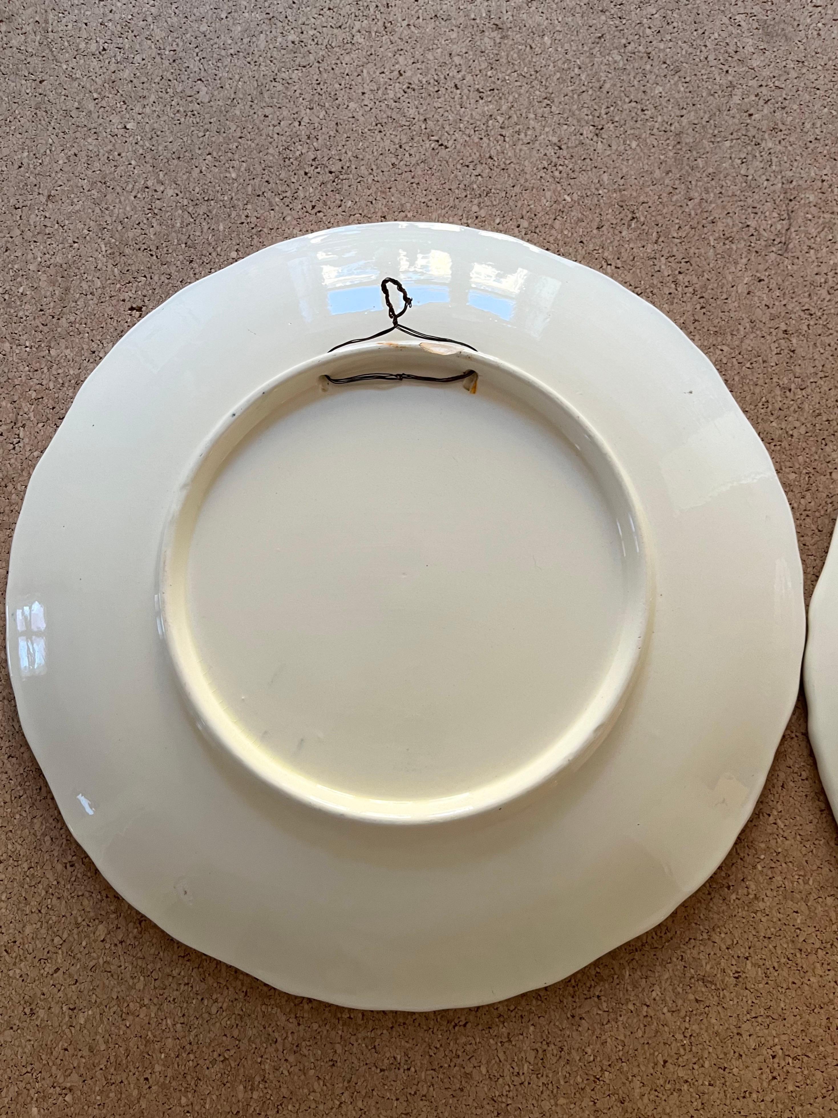 Ensemble de 2 assiettes murales flamant rose en céramique italienne, années 1980 en vente 1