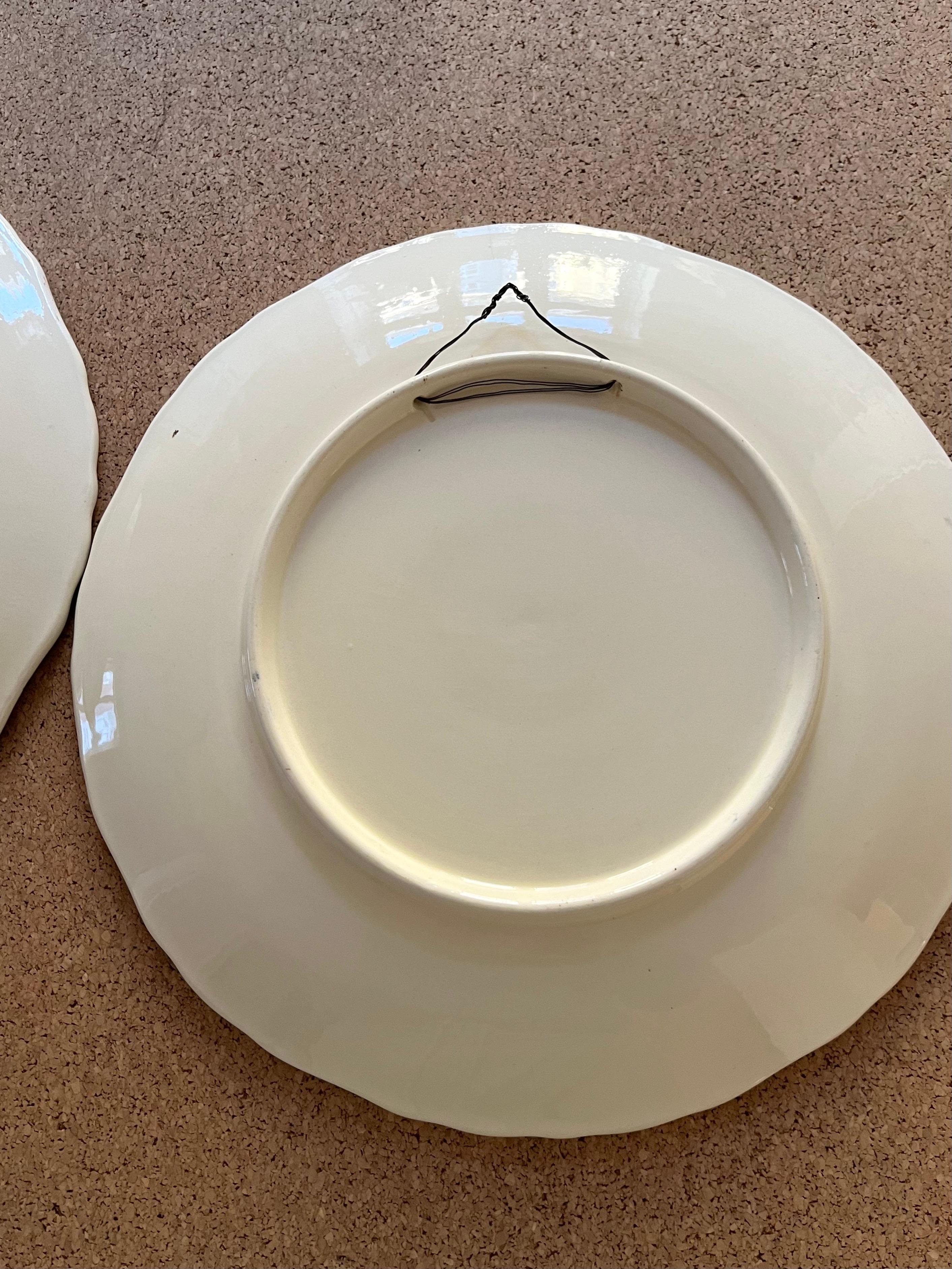 Ensemble de 2 assiettes murales flamant rose en céramique italienne, années 1980 en vente 2