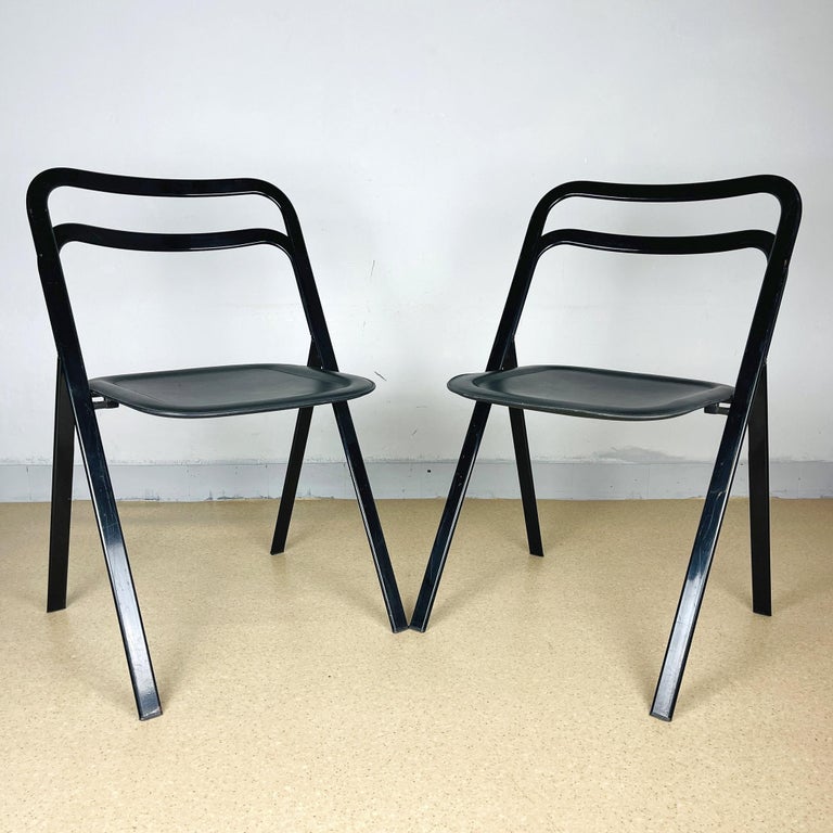 Set of 2 Italian Folding Chairs by Giorgio Cattelan for Cidue, 1970s For Sale 5