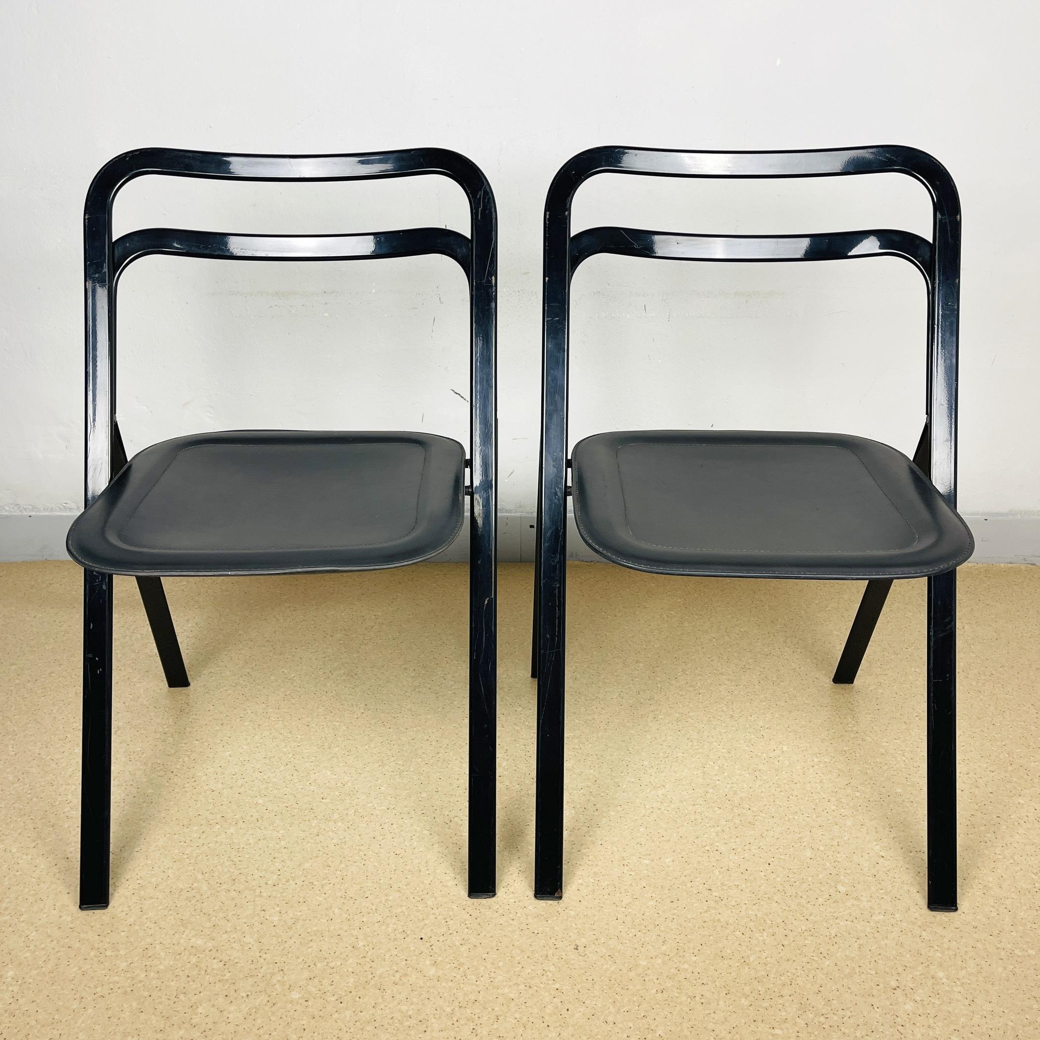 Mid-Century Modern Set of 2 Italian Folding Chairs by Giorgio Cattelan for Cidue, 1970s