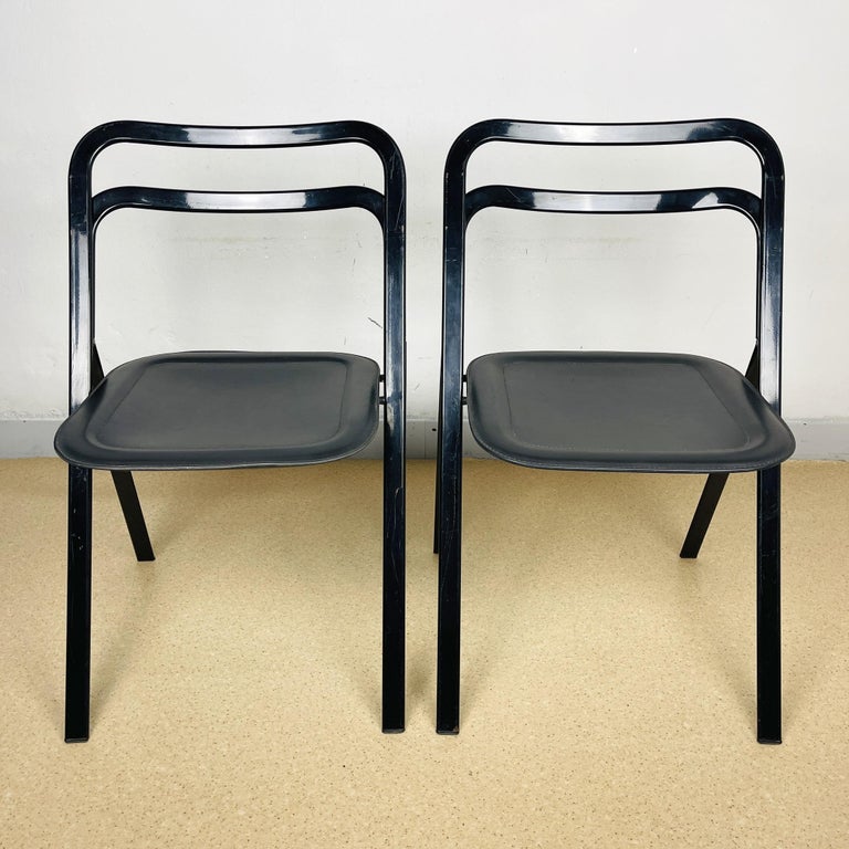 Mid-Century Modern Set of 2 Italian Folding Chairs by Giorgio Cattelan for Cidue, 1970s For Sale
