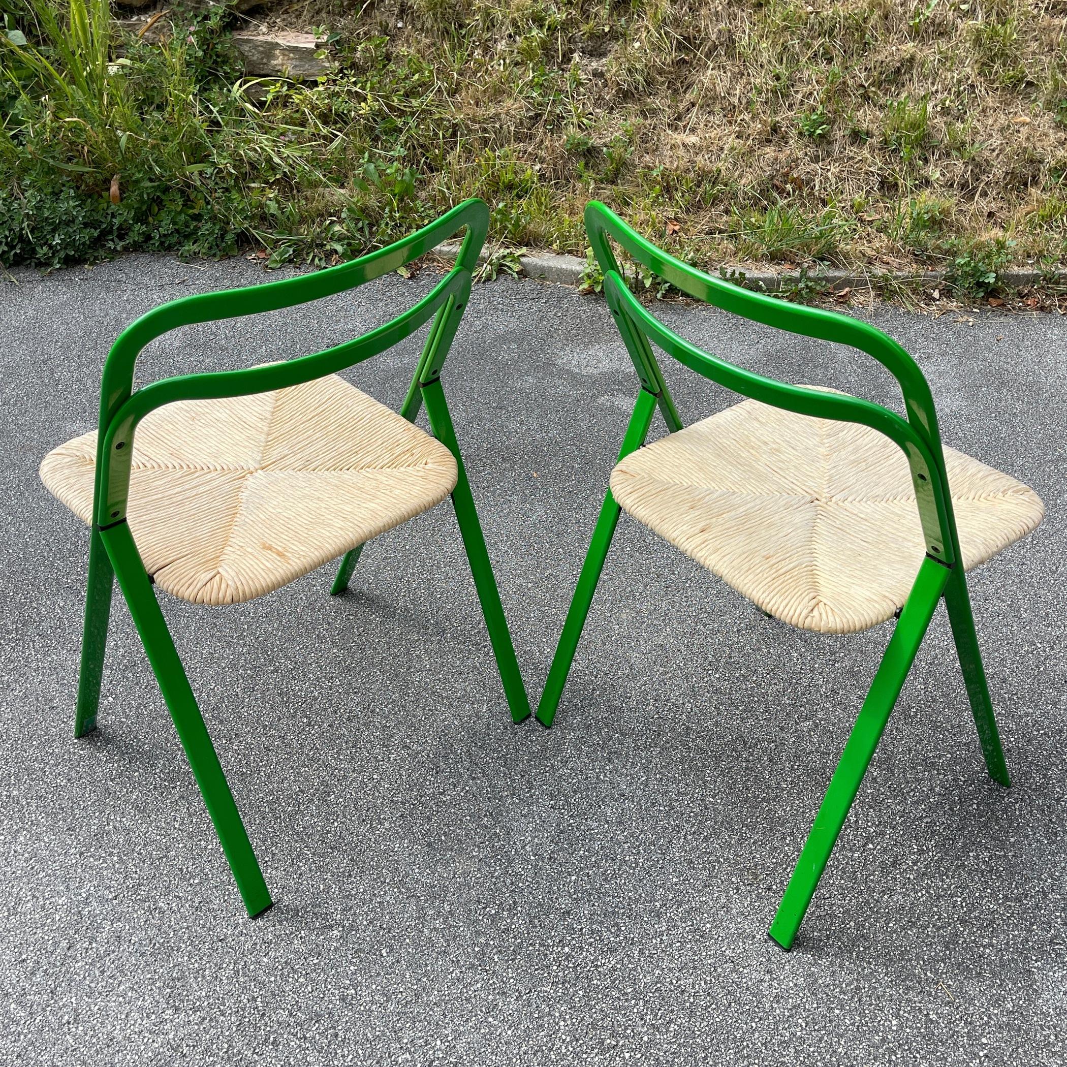 Metal Set of 2 Italian Folding Chairs by Giorgio Cattelan for Cidue, 1970s