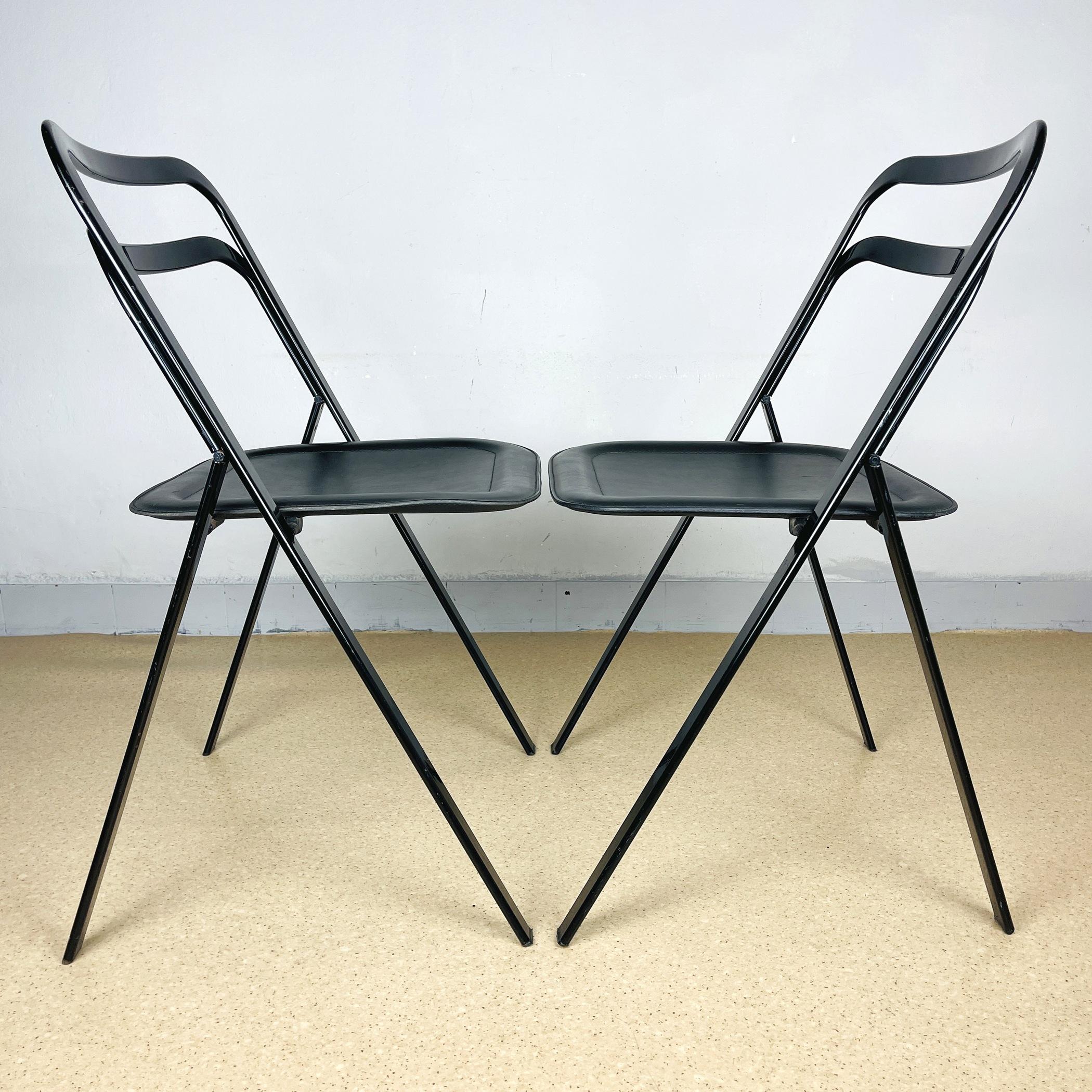 Set of 2 Italian Folding Chairs by Giorgio Cattelan for Cidue, 1970s 1