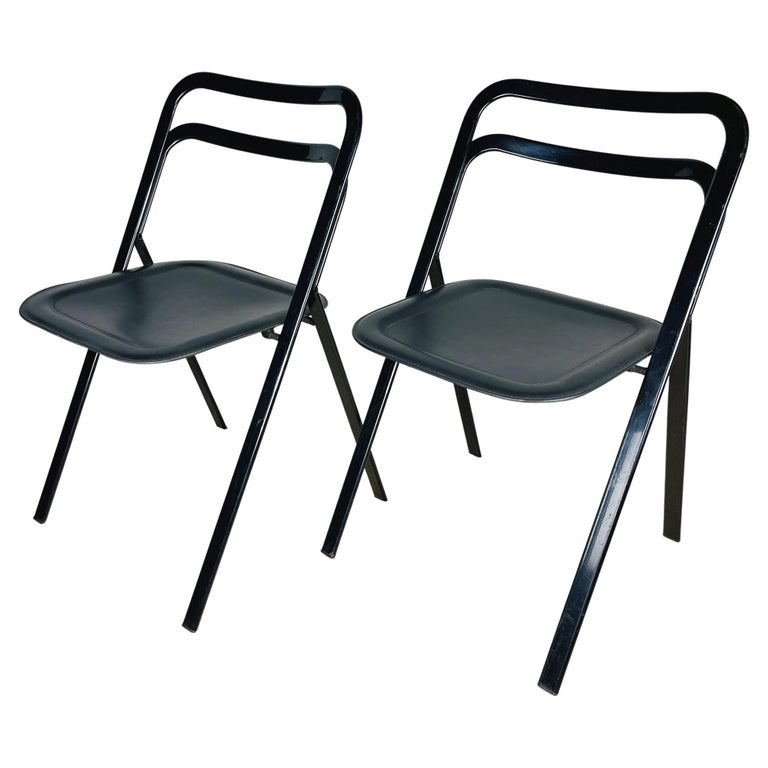Set of 2 Italian Folding Chairs by Giorgio Cattelan for Cidue, 1970s For Sale