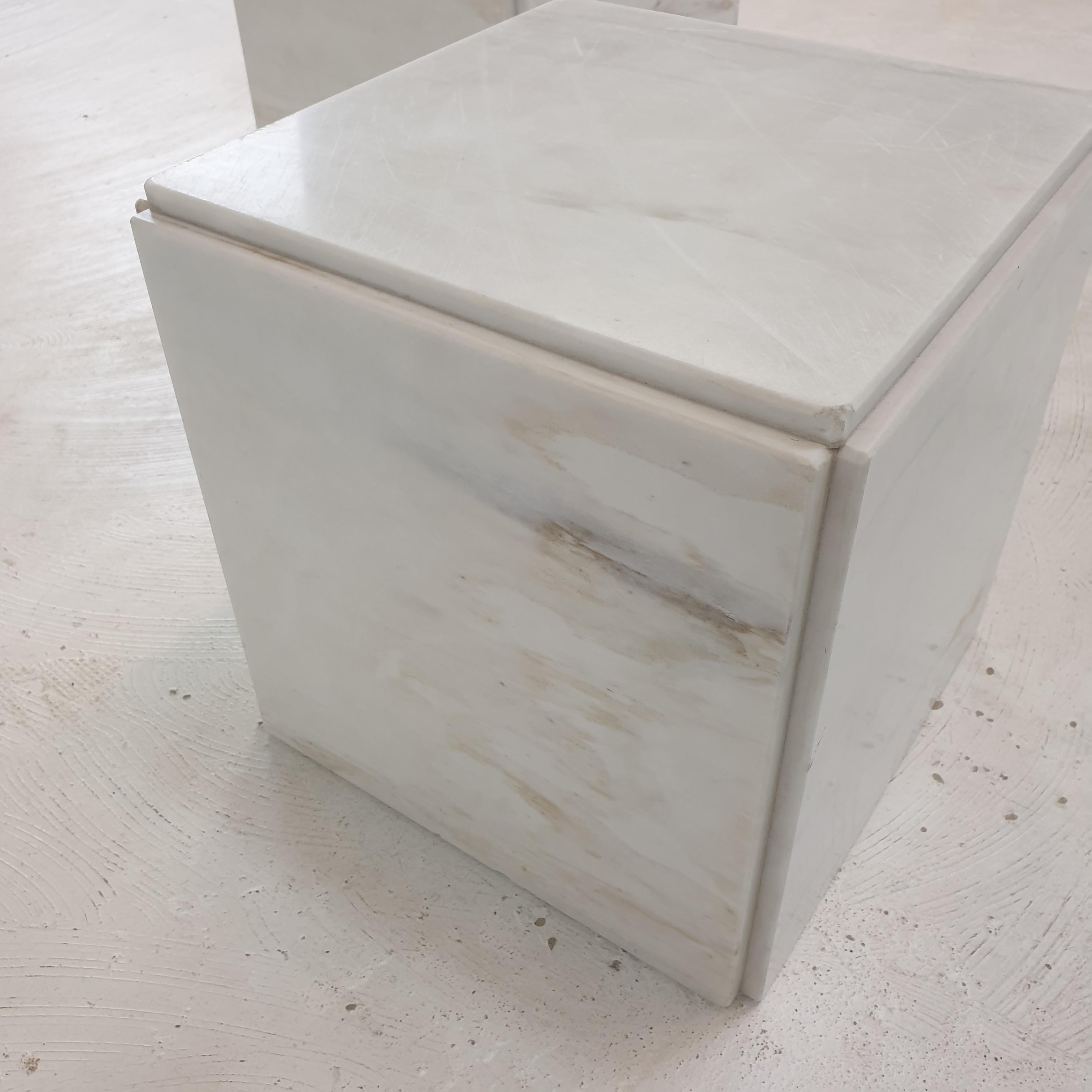 Set of 2 Italian Marble Pedestals or Side Tables, 1980's For Sale 10