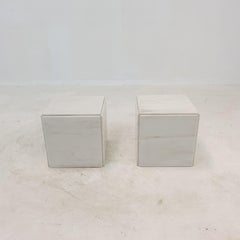 Set of 2 Italian Marble Pedestals or Side Tables, 1980's
