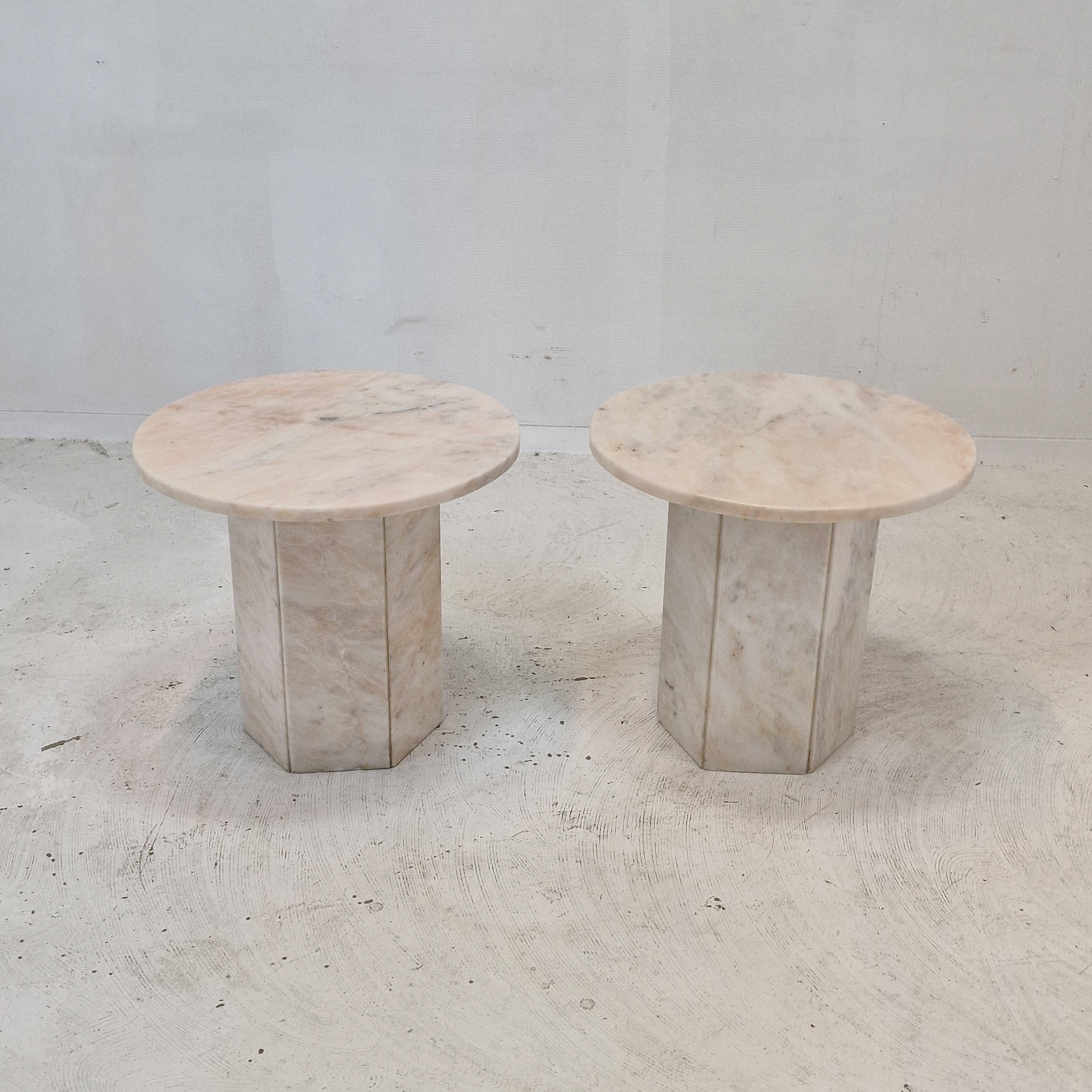 Set of 2 Italian Marble Side Tables, 1980s For Sale 4
