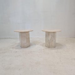 Set of 2 Italian Marble Side Tables, 1980s