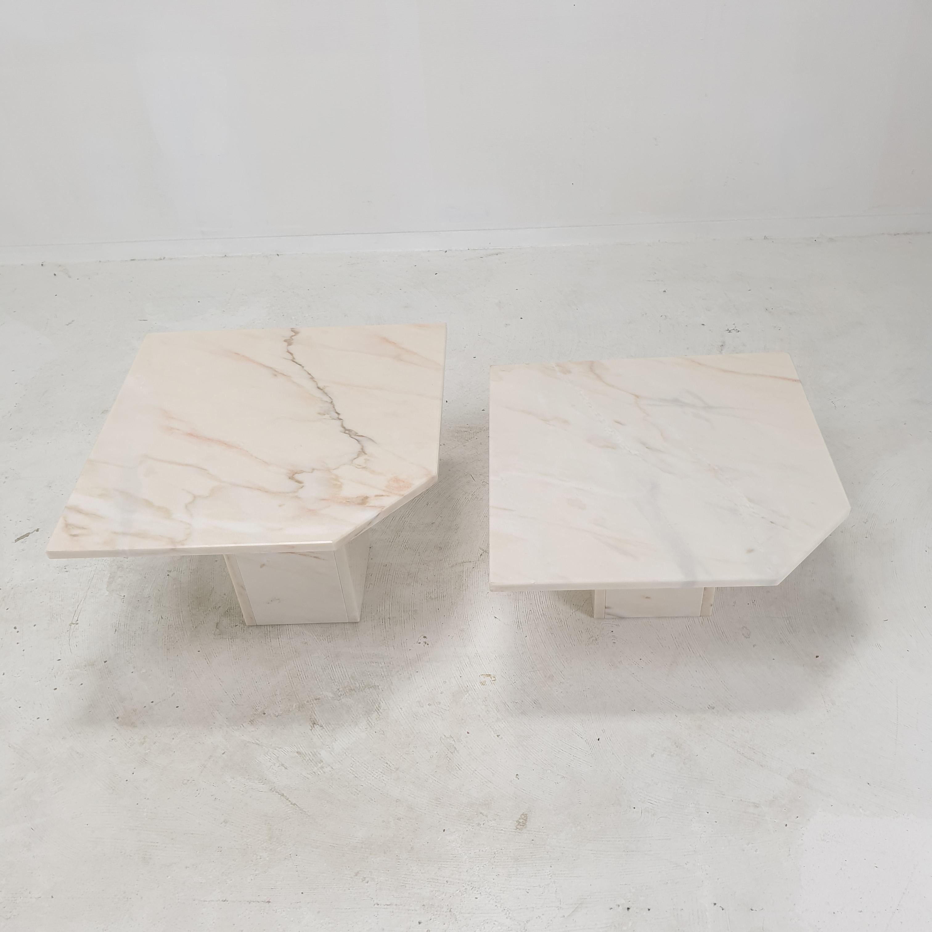 Late 20th Century Set of 2 Italian Marble Side Tables, 1980s