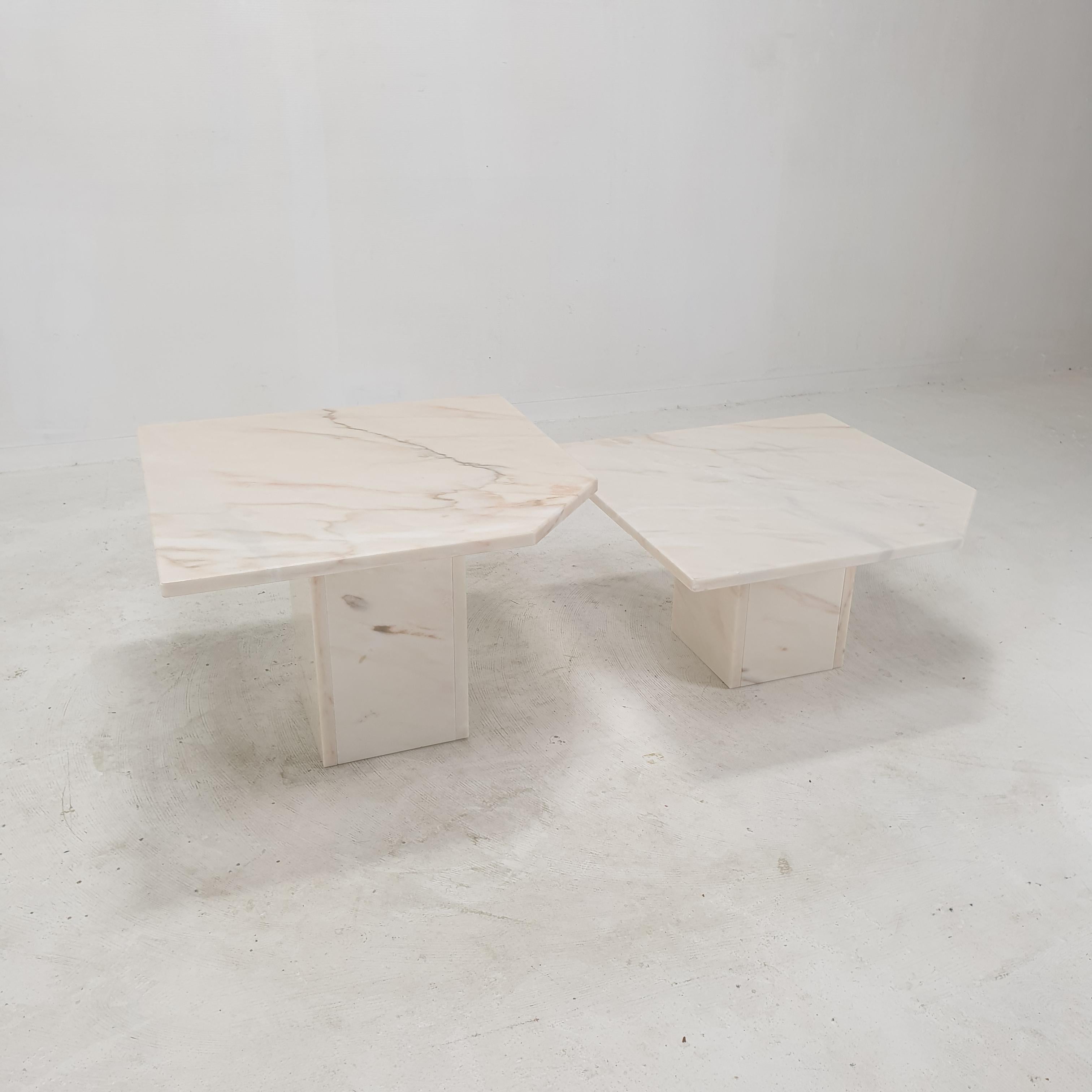 Set of 2 Italian Marble Side Tables, 1980s 1