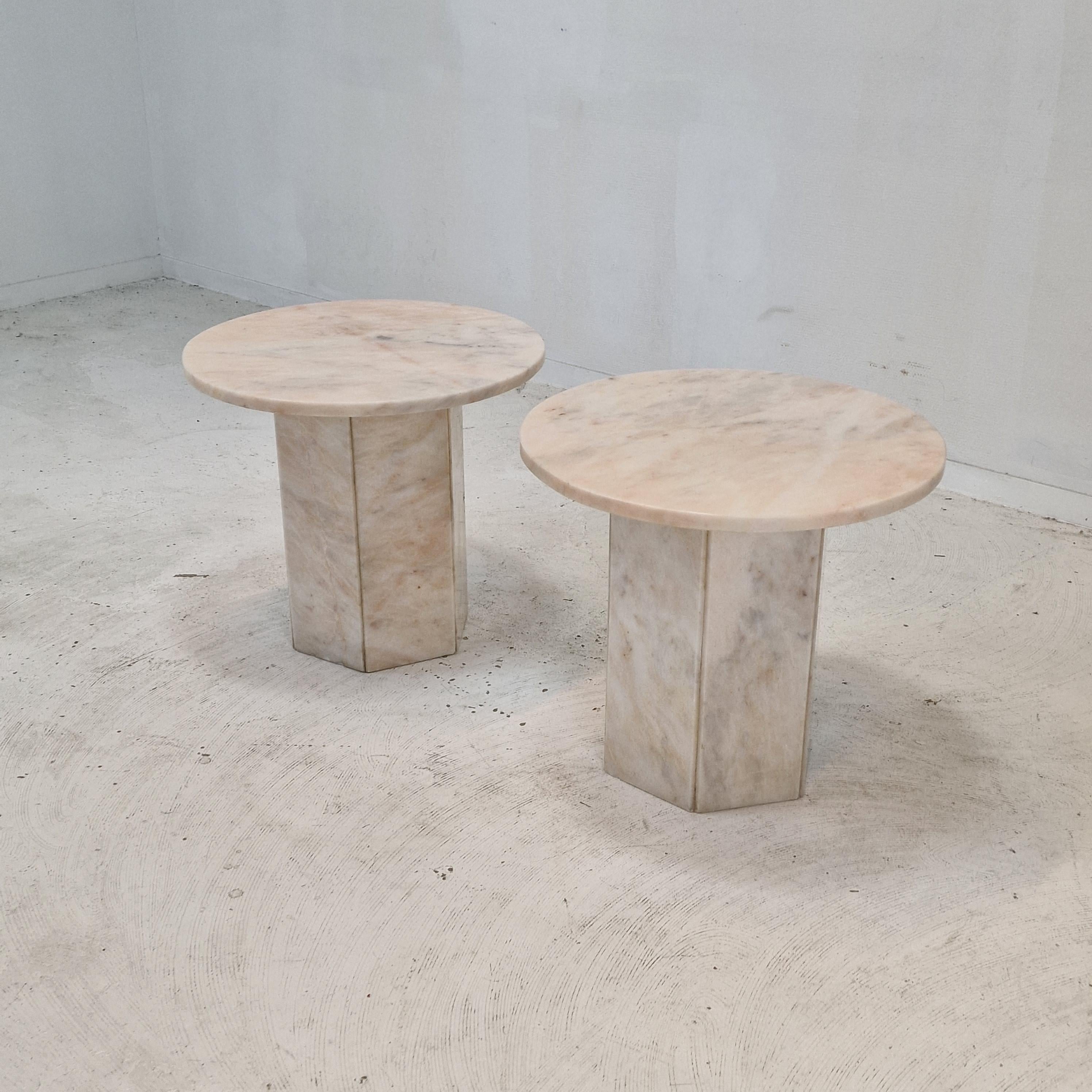 Set of 2 Italian Marble Side Tables, 1980s For Sale 2