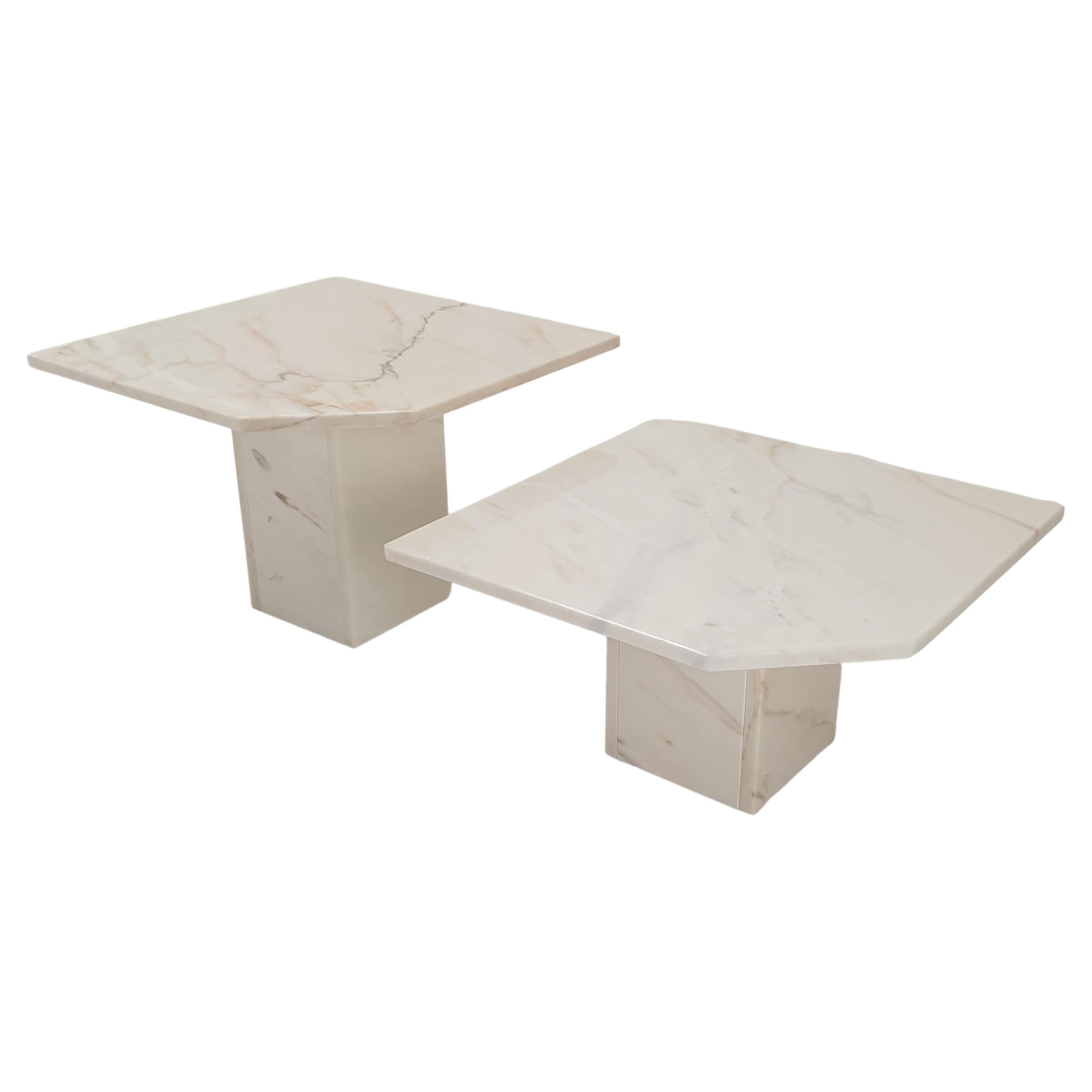 Set of 2 Italian Marble Side Tables, 1980s