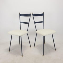 Set of 2 Italian Metal and Brass Chairs, 1960's