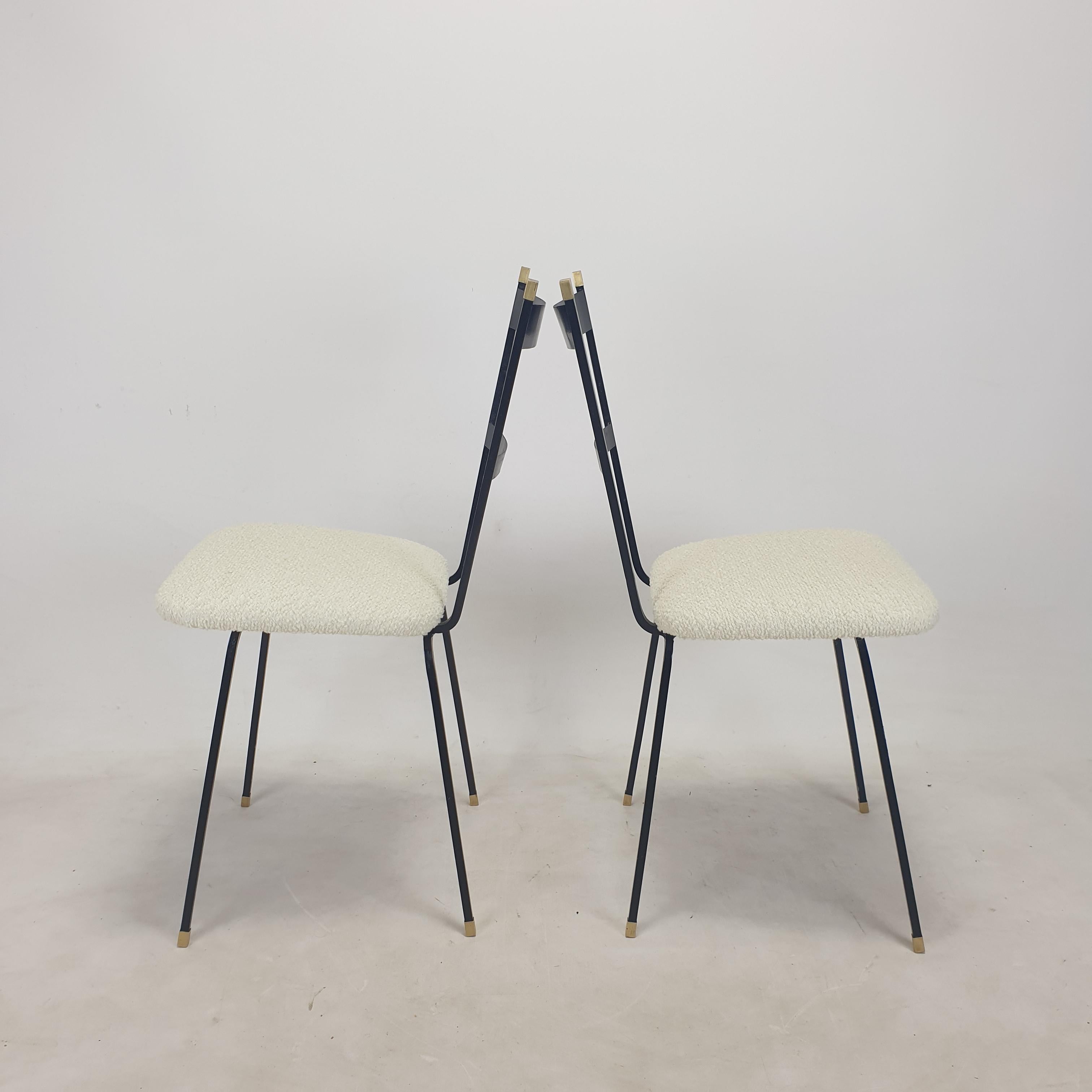 Mid-Century Modern Set of 2 Italian Metal and Brass Chairs, 1960's For Sale