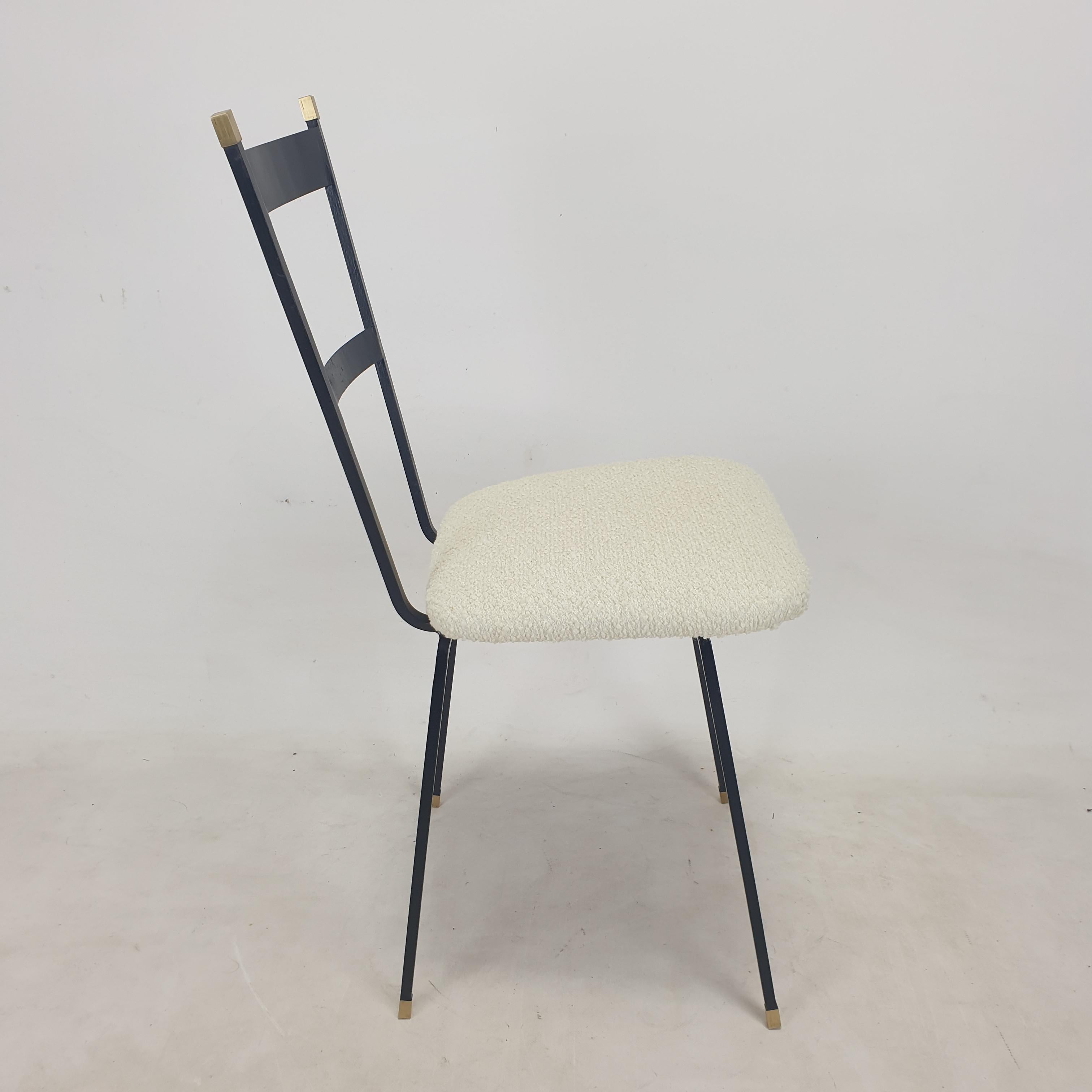 Set of 2 Italian Metal and Brass Chairs, 1960's For Sale 2