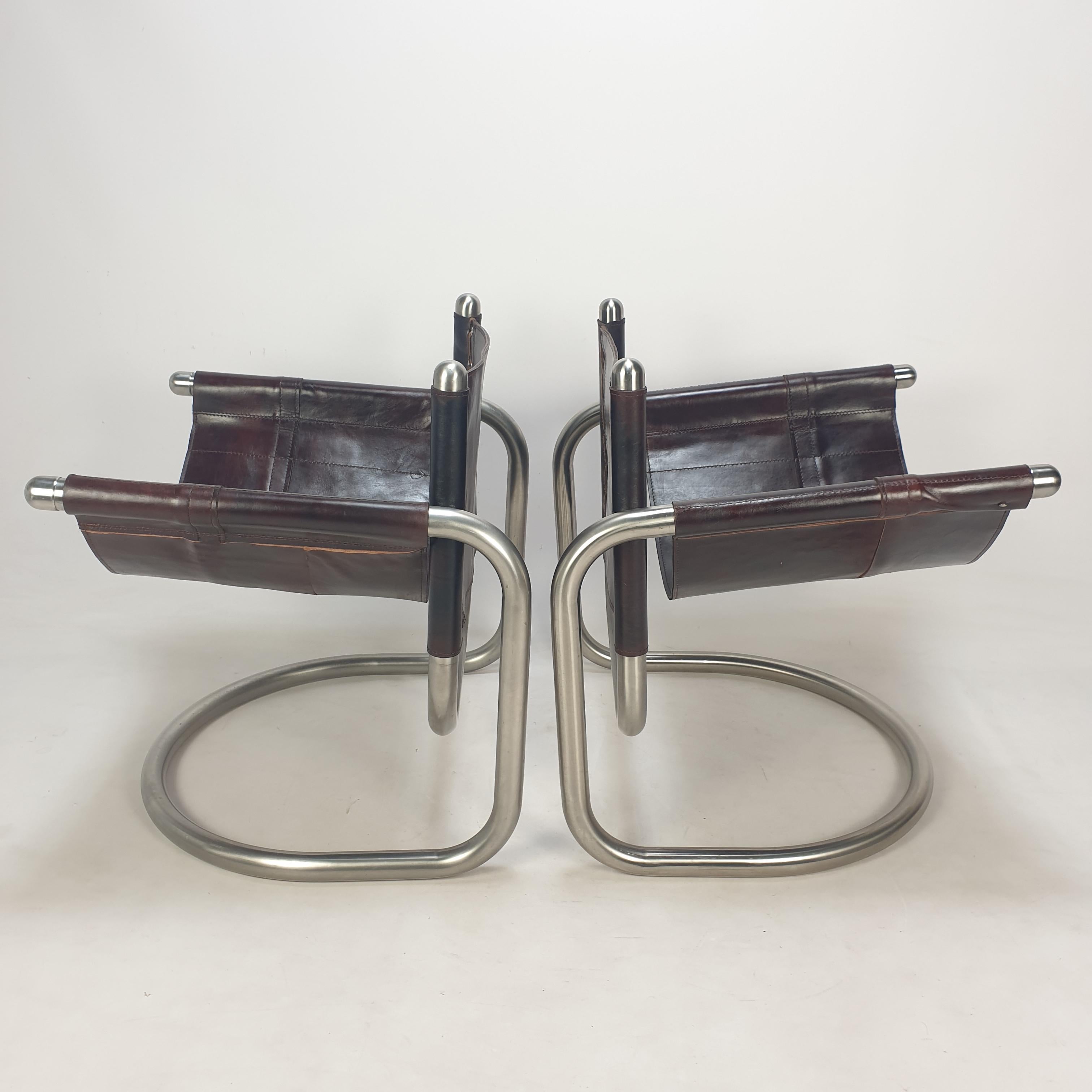 Set of 2 Italian Mid Century Lounge Chairs, 1980's For Sale 14