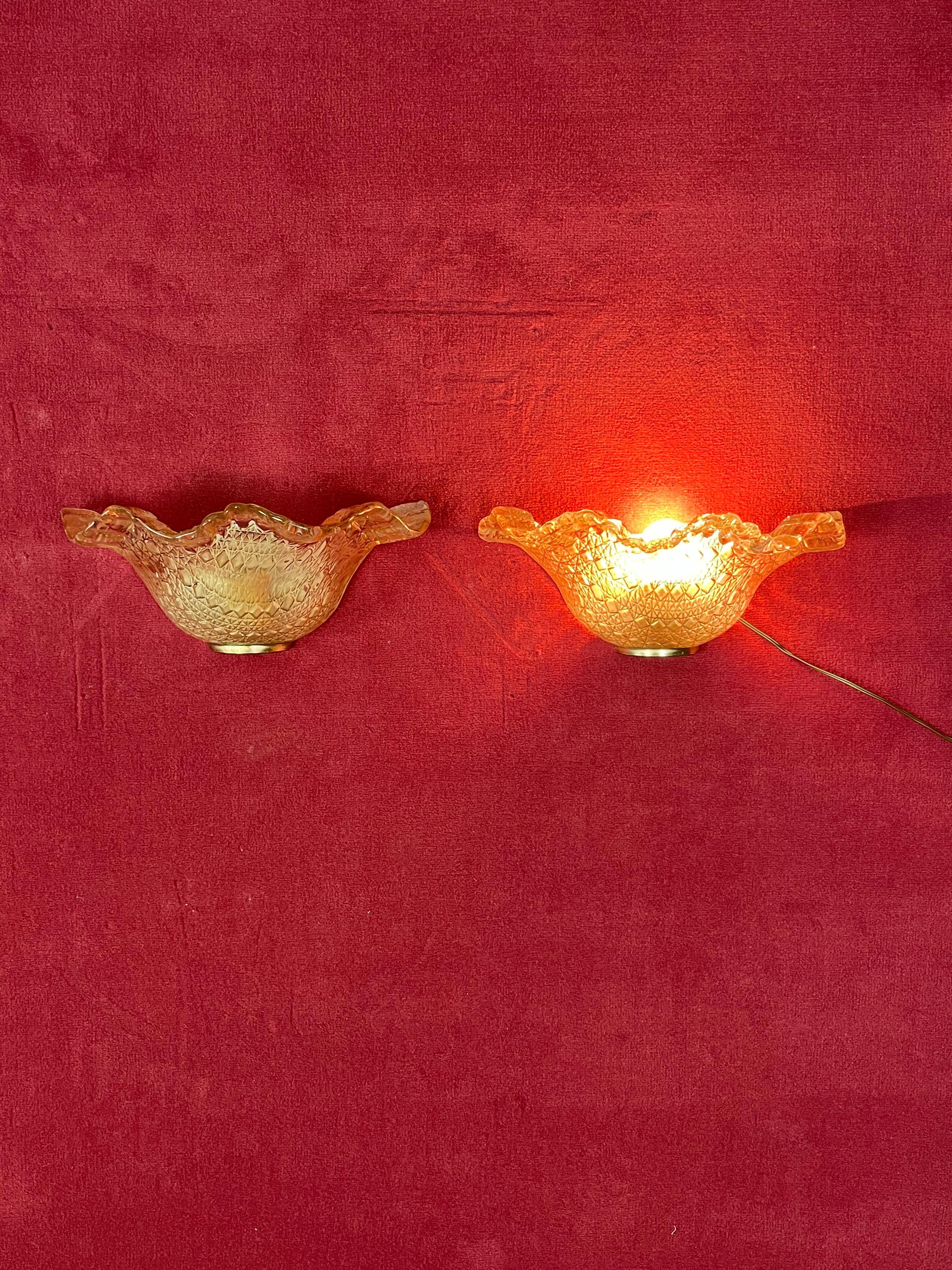 Fin du 20e siècle Ensemble de 2 appliques italiennes en verre de Murano 