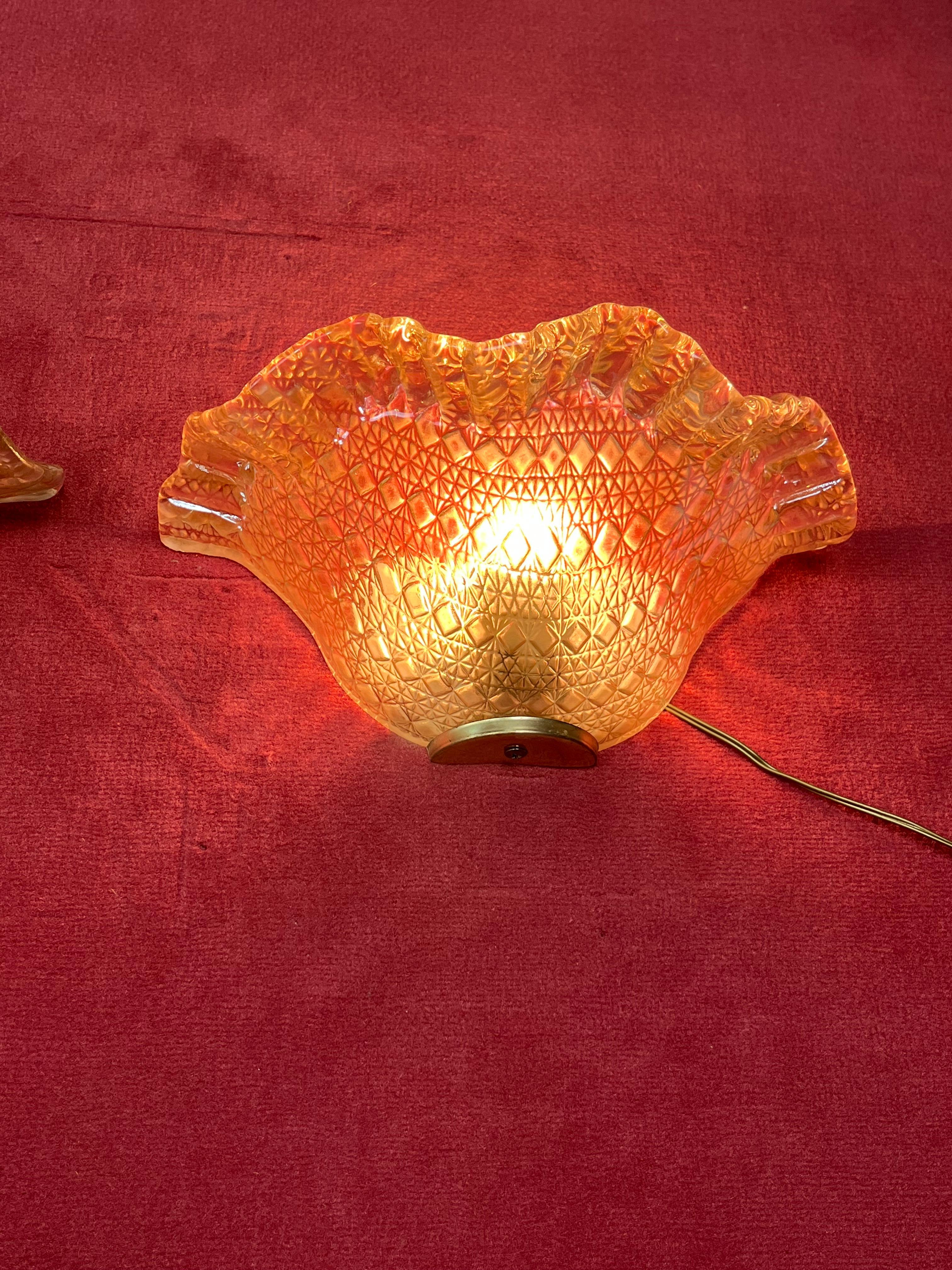 Ensemble de 2 appliques italiennes en verre de Murano 