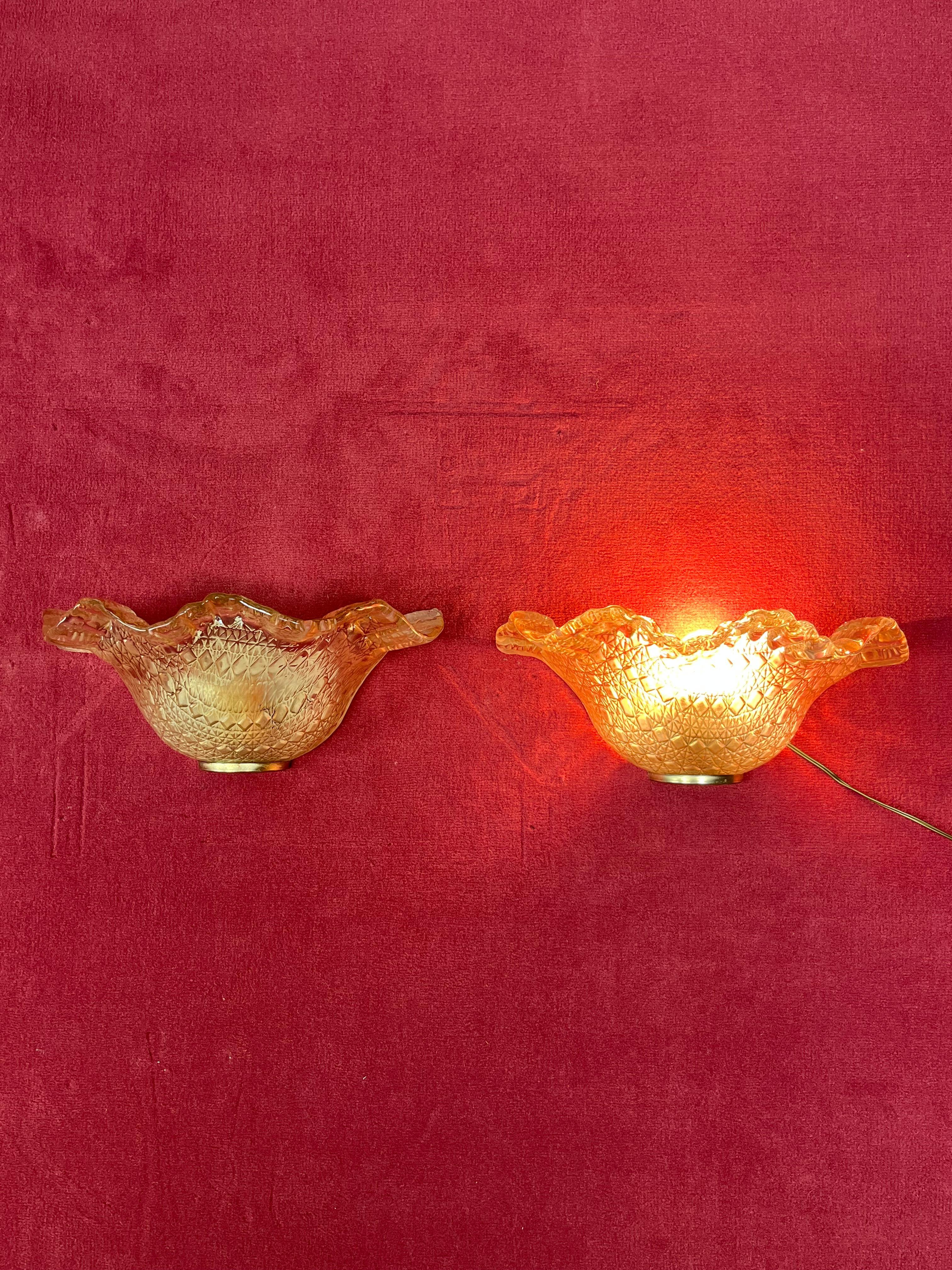 Ensemble de 2 appliques italiennes en verre de Murano 