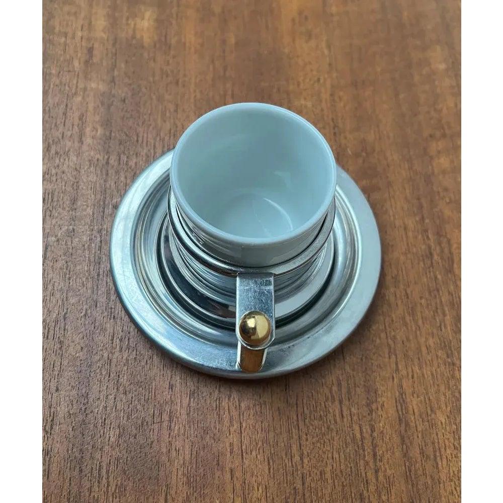 Brass Set of 2 Italian Postmodern Kontessa Series Espresso Cups from Vev Vigano, 1980s For Sale