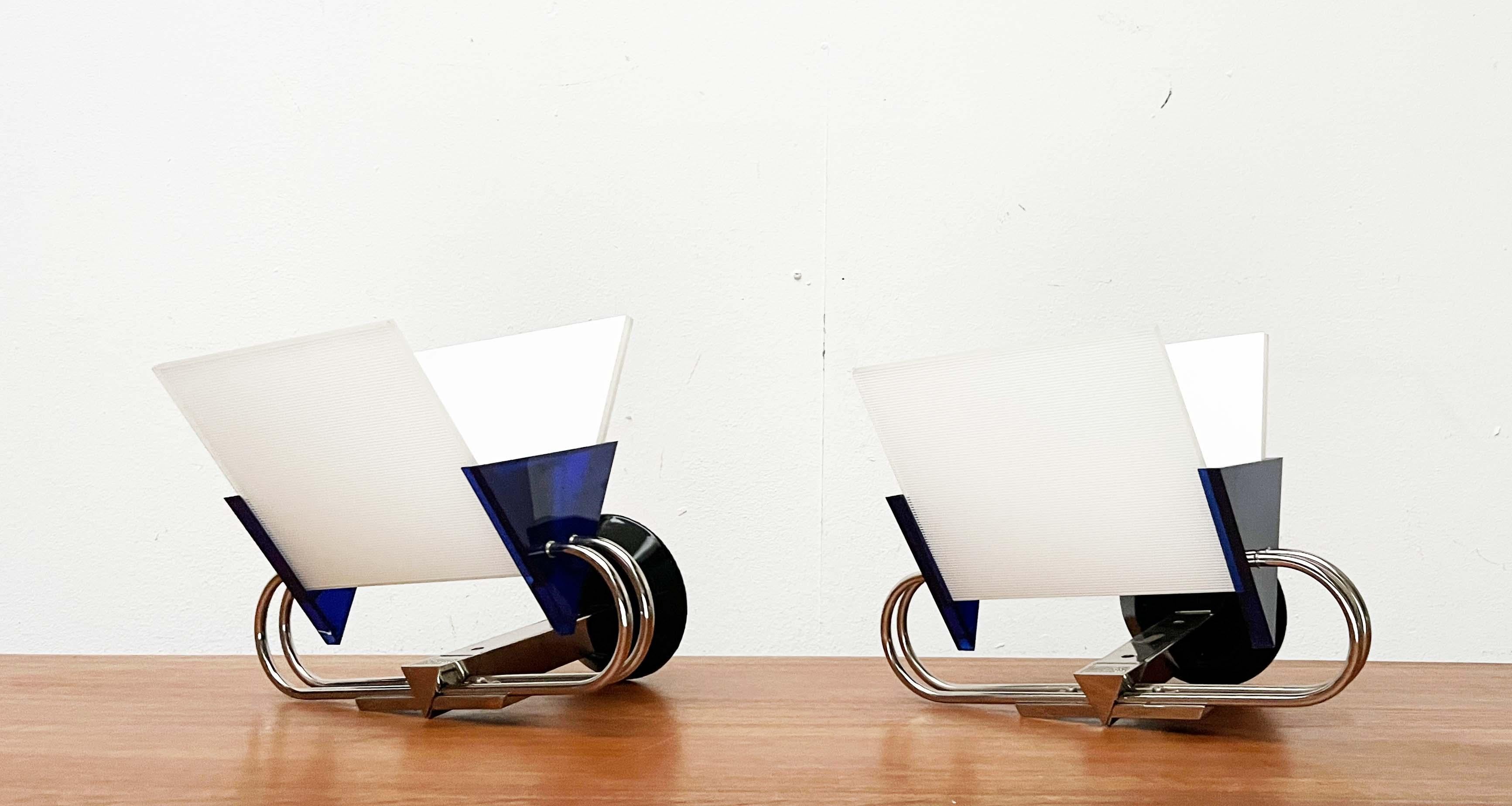 Juego de 2 apliques italianos postmodernos de murana Perry King S. Miranda Arteluce Años 80 Posmoderno en venta