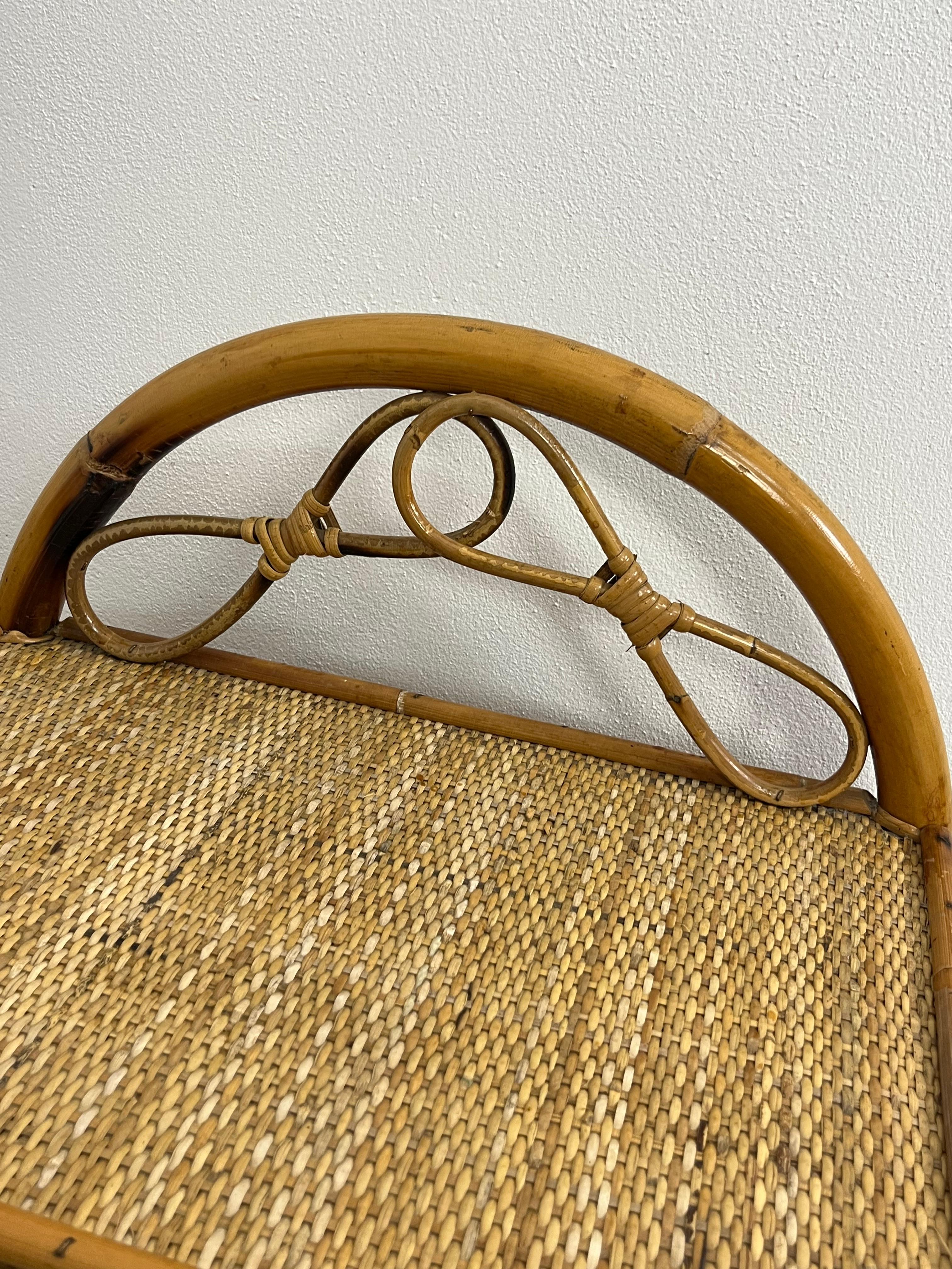 Set of 2 Italian Rattan and Bamboo Nightstands, 1970s en vente 1