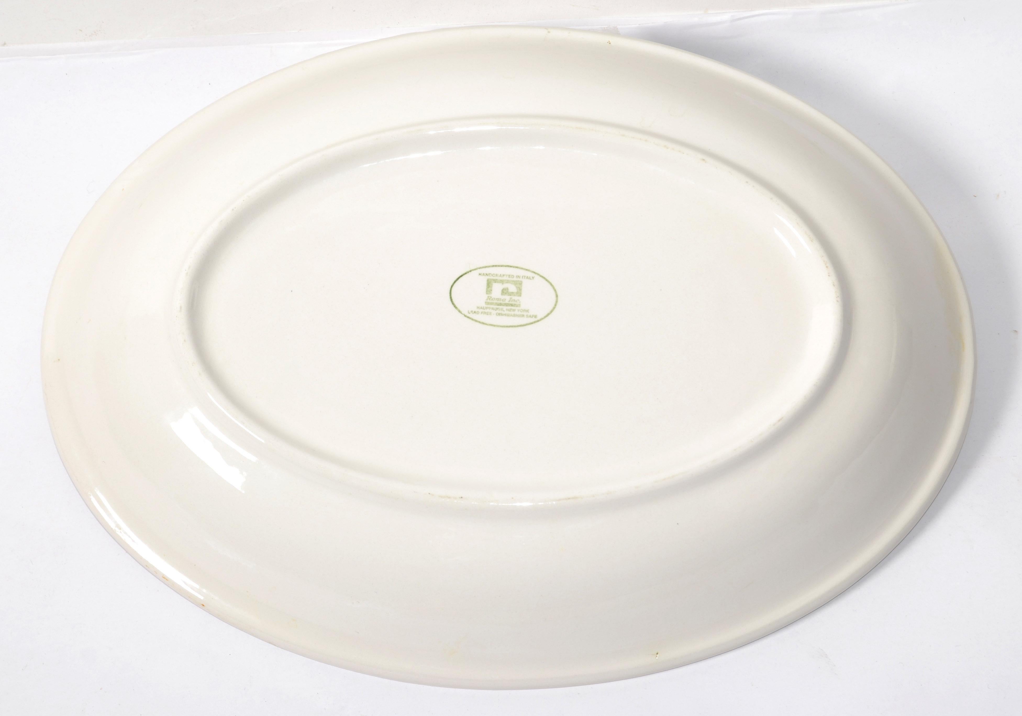 Set of 2 Italian Roma Inc. Ceramic Serveware Bowl Platter Mid-Century Modern 80s For Sale 4