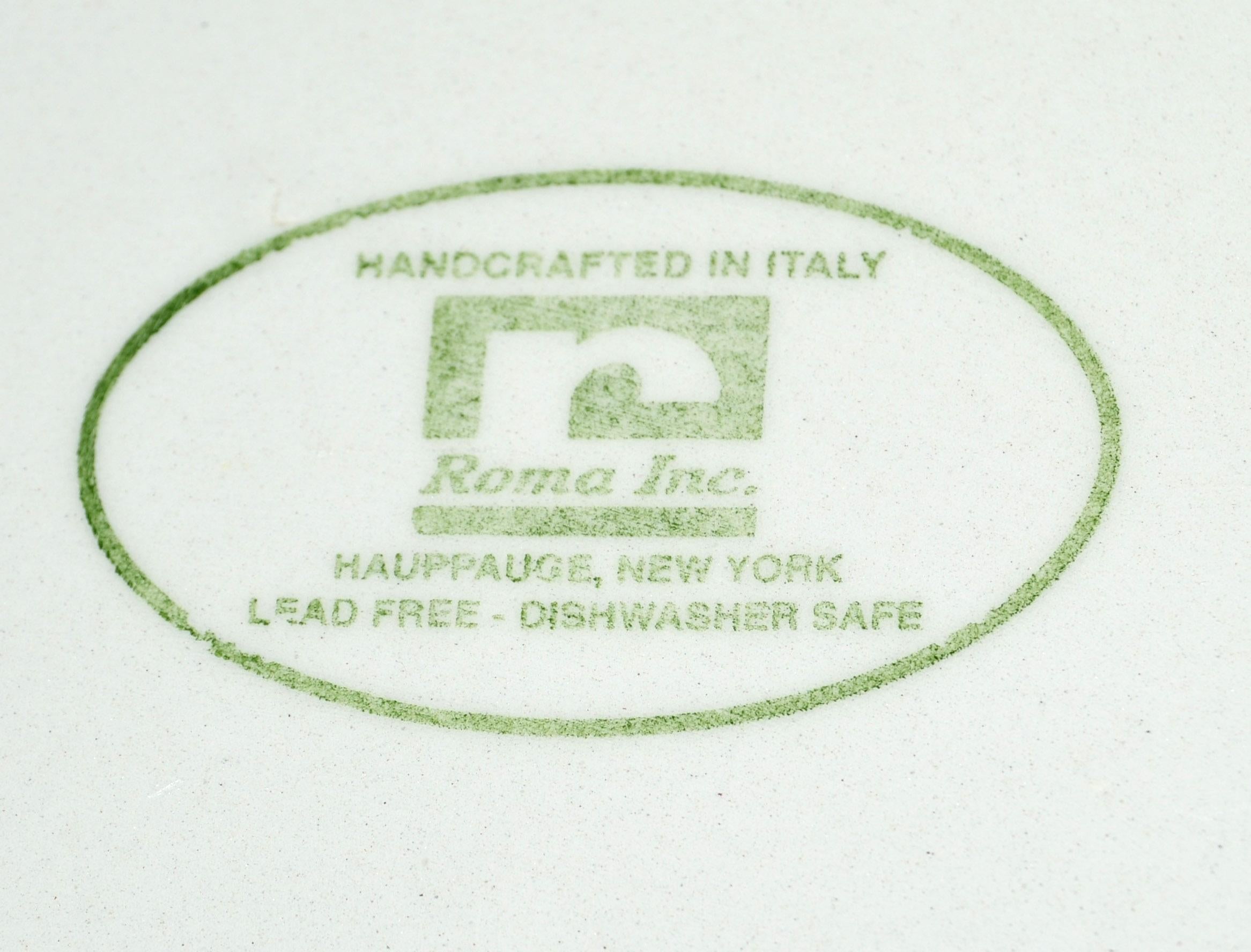 Set of 2 Italian Roma Inc. Ceramic Serveware Bowl Platter Mid-Century Modern 80s For Sale 5