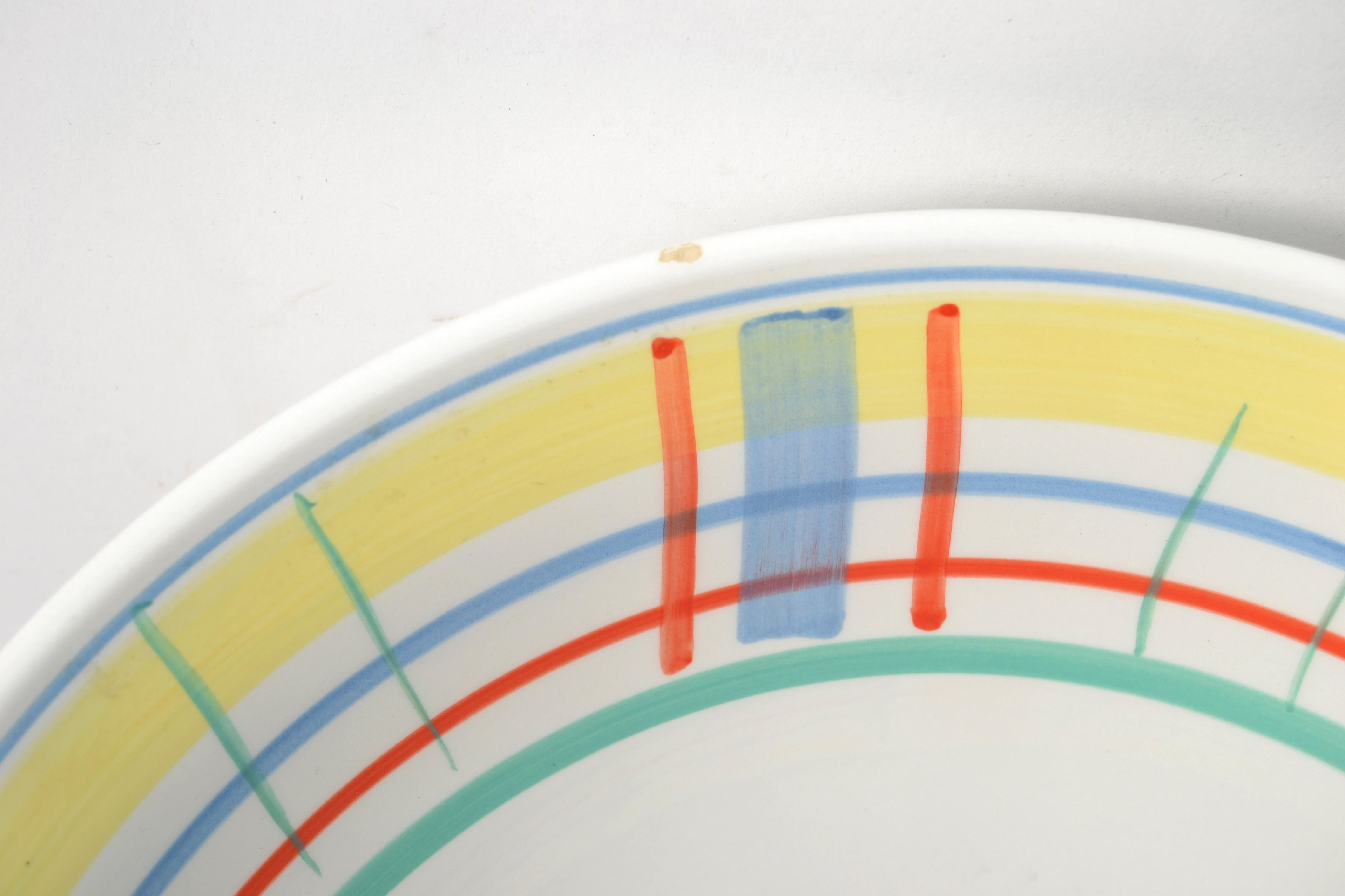 Set of 2 Italian Roma Inc. Ceramic Serveware Bowl Platter Mid-Century Modern 80s For Sale 6