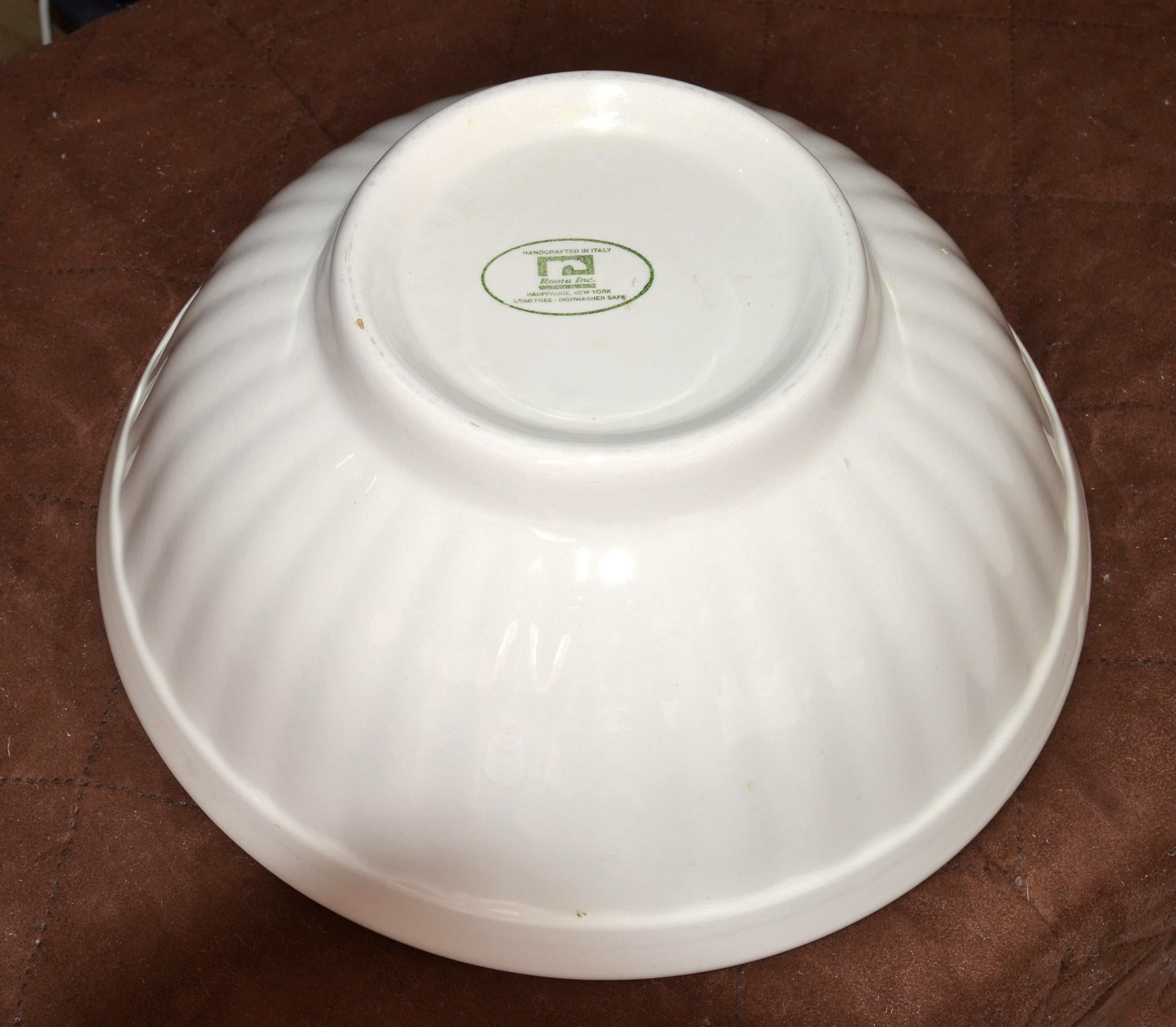 Set of 2 Italian Roma Inc. Ceramic Serveware Bowl Platter Mid-Century Modern 80s For Sale 2