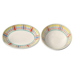 Set of 2 Italian Roma Inc. Ceramic Serveware Bowl Platter Mid-Century Modern 80s
