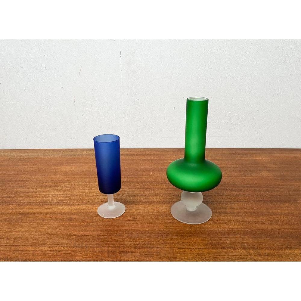 Set of 2 Italian Satinato Series Vase and Glass Attributed to Carlo Moretti, 70s In Excellent Condition For Sale In Hamburg, DE