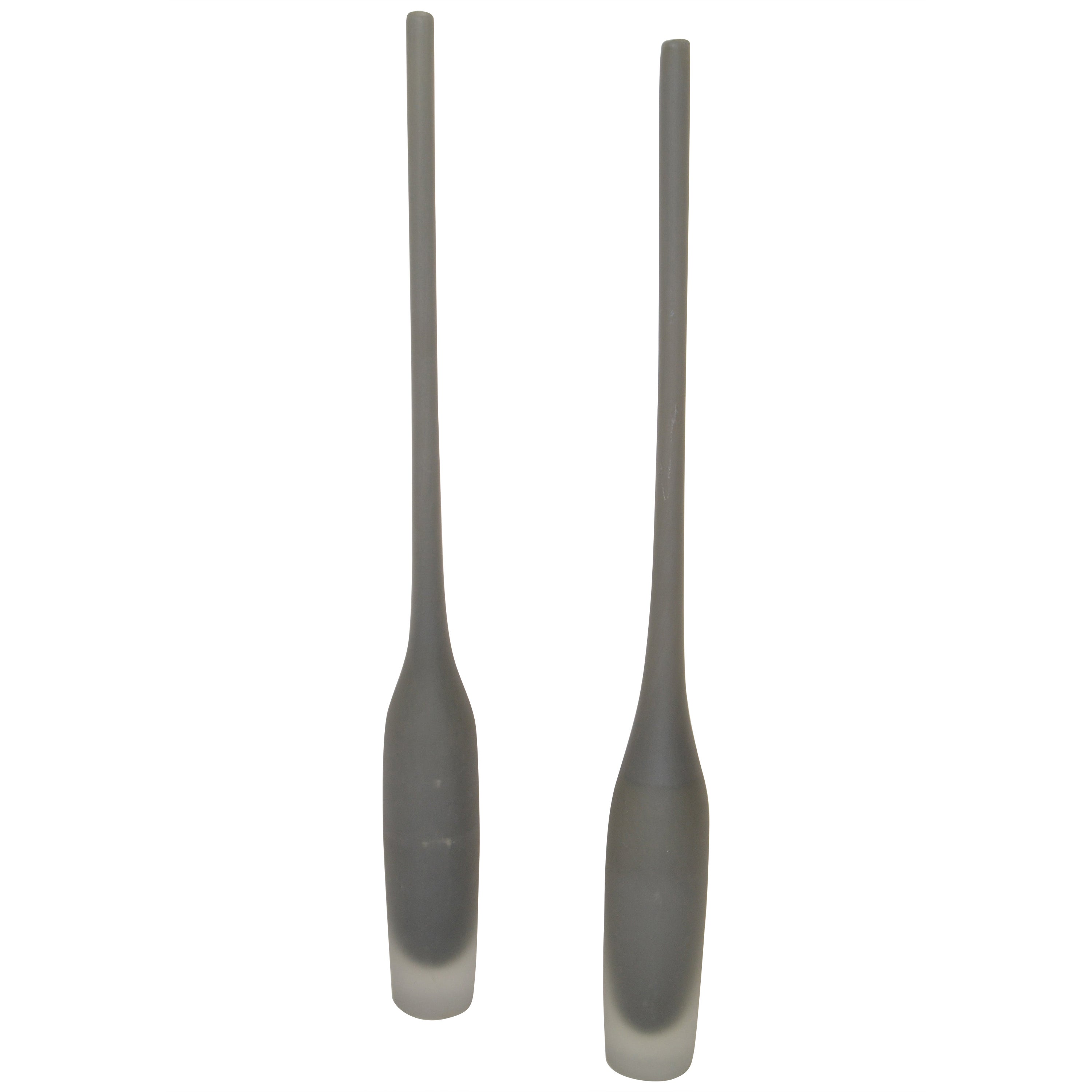 Ensemble de 2 vases blé italiens en verre Scavo gris pierre, récipient moderne du milieu du siècle dernier en vente