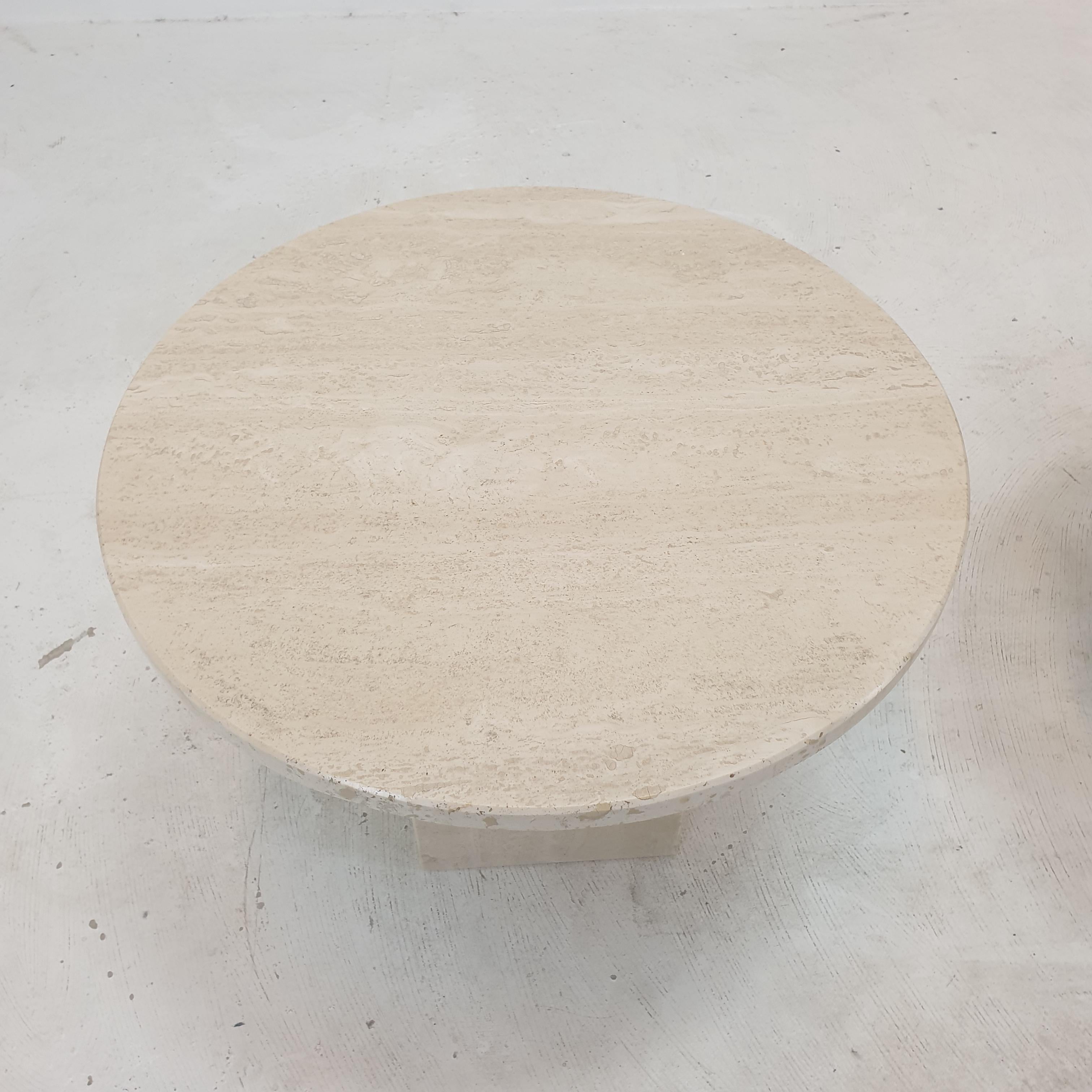 Set of 2 Italian Travertine Coffee or Side Tables, 1980s 4