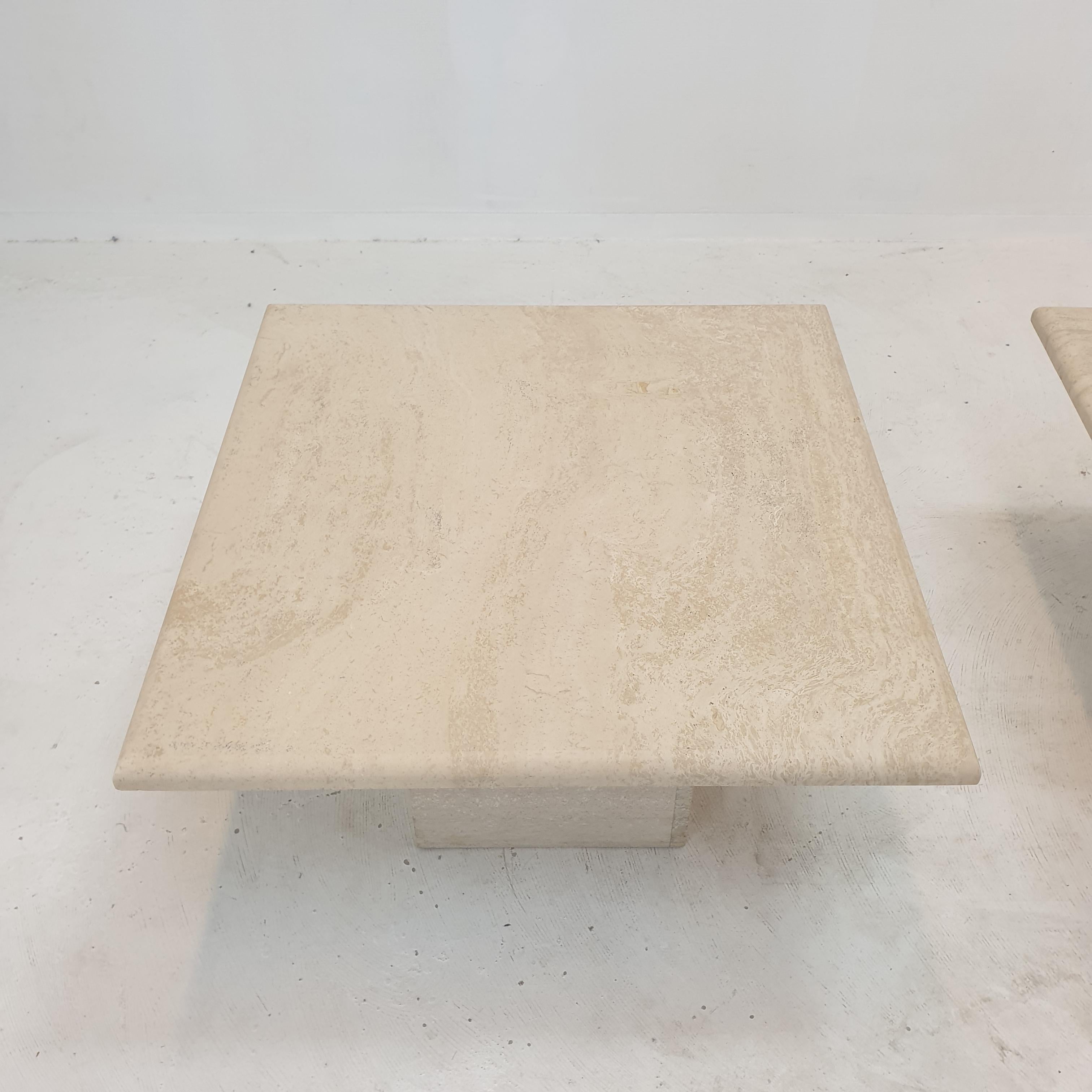 Set of 2 Italian Travertine Coffee or Side Tables, 1980s For Sale 5