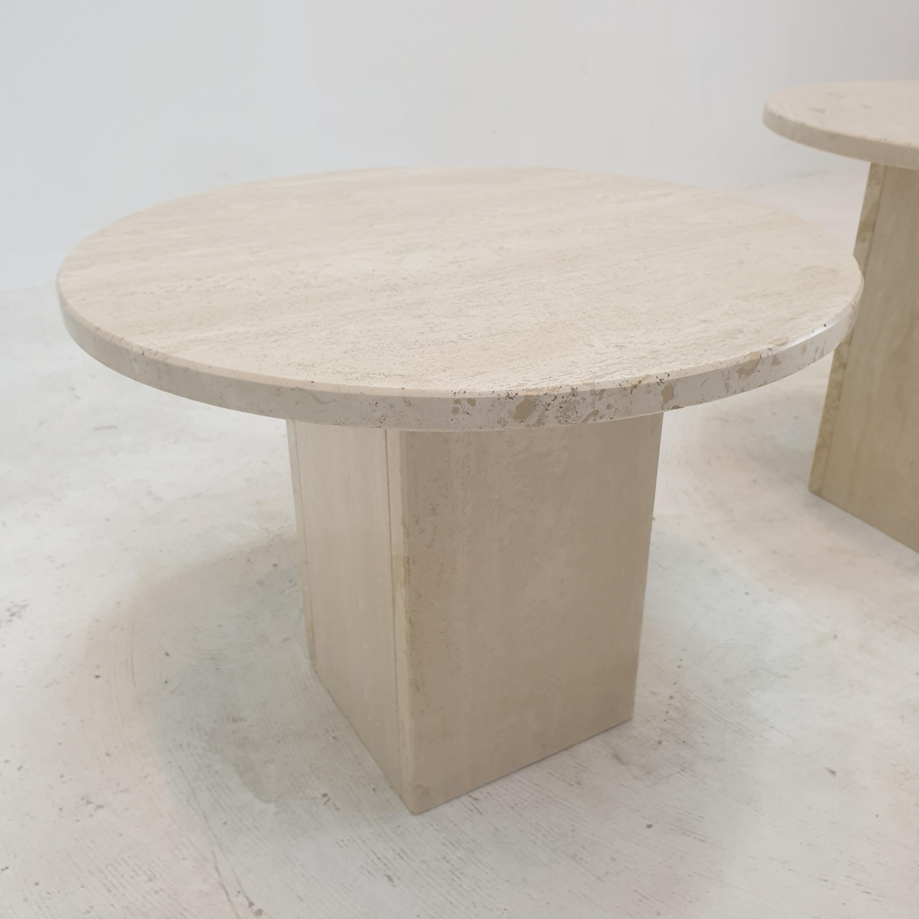 Set of 2 Italian Travertine Coffee or Side Tables, 1980s 6