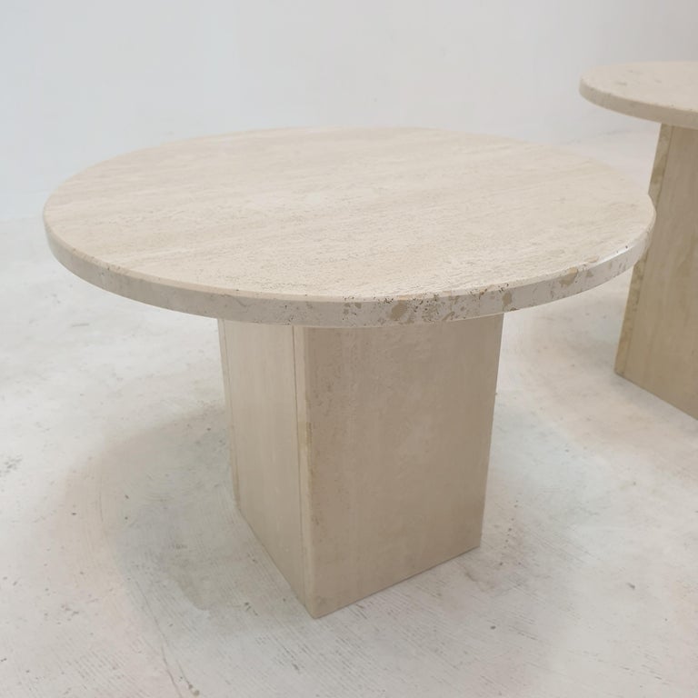 Set of 2 Italian Travertine Coffee or Side Tables, 1980s For Sale 6