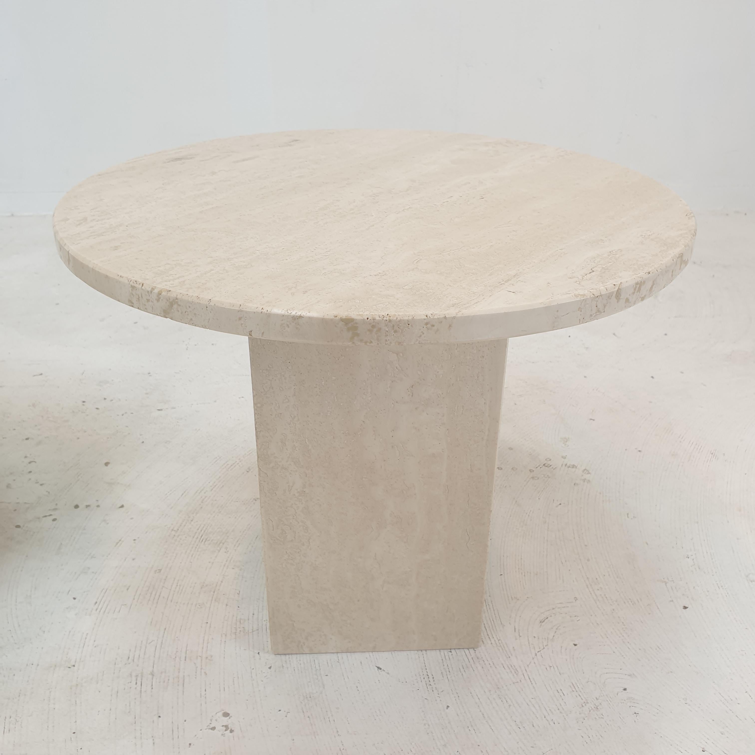 Set of 2 Italian Travertine Coffee or Side Tables, 1980s 8