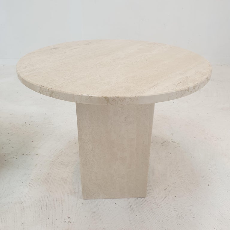 Set of 2 Italian Travertine Coffee or Side Tables, 1980s For Sale 8