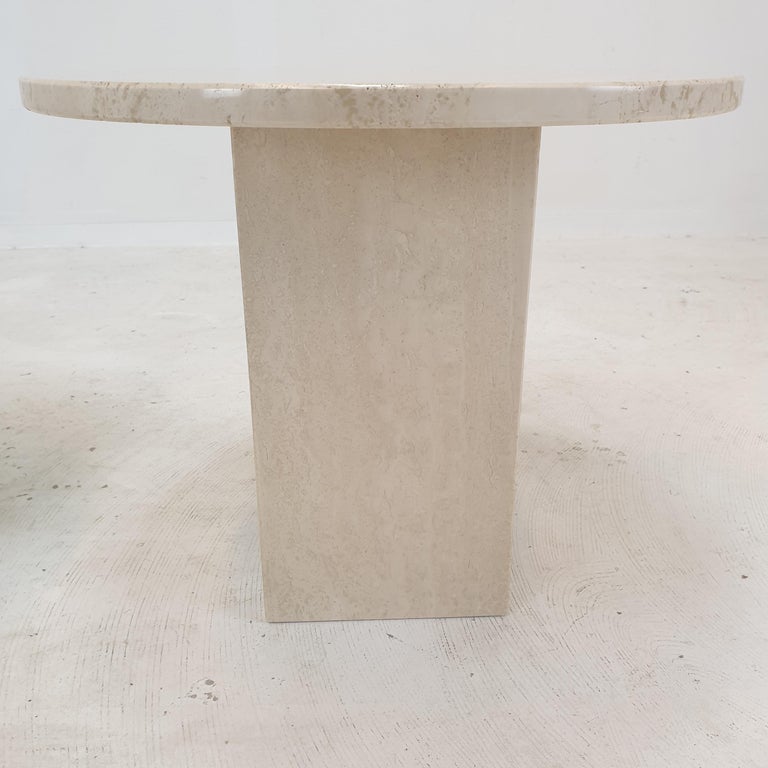 Set of 2 Italian Travertine Coffee or Side Tables, 1980s For Sale 9