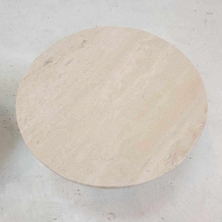 Set of 2 Italian Travertine Coffee or Side Tables, 1980s For Sale 10