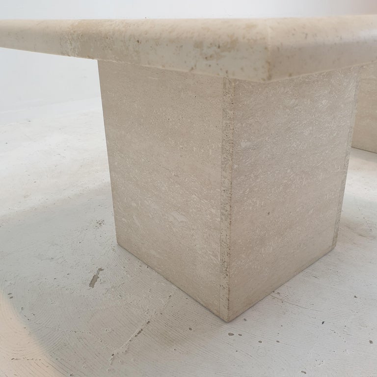 Set of 2 Italian Travertine Coffee or Side Tables, 1980s For Sale 10