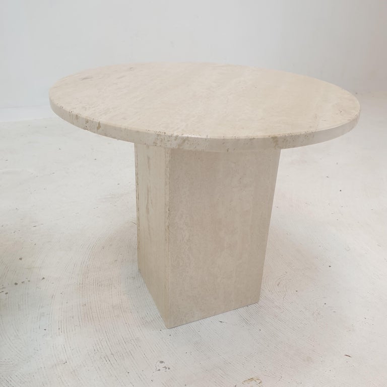 Set of 2 Italian Travertine Coffee or Side Tables, 1980s For Sale 11