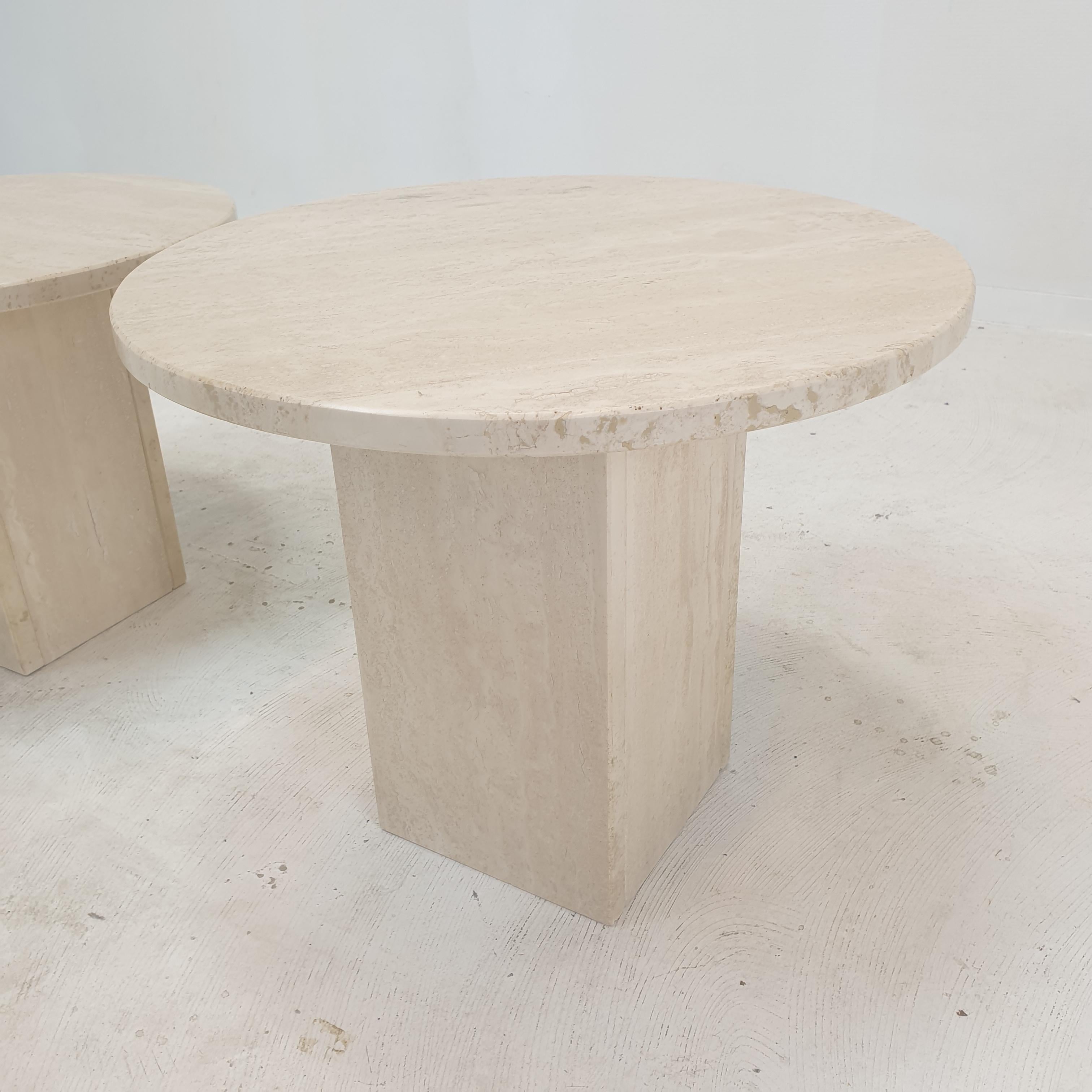 Set of 2 Italian Travertine Coffee or Side Tables, 1980s 12